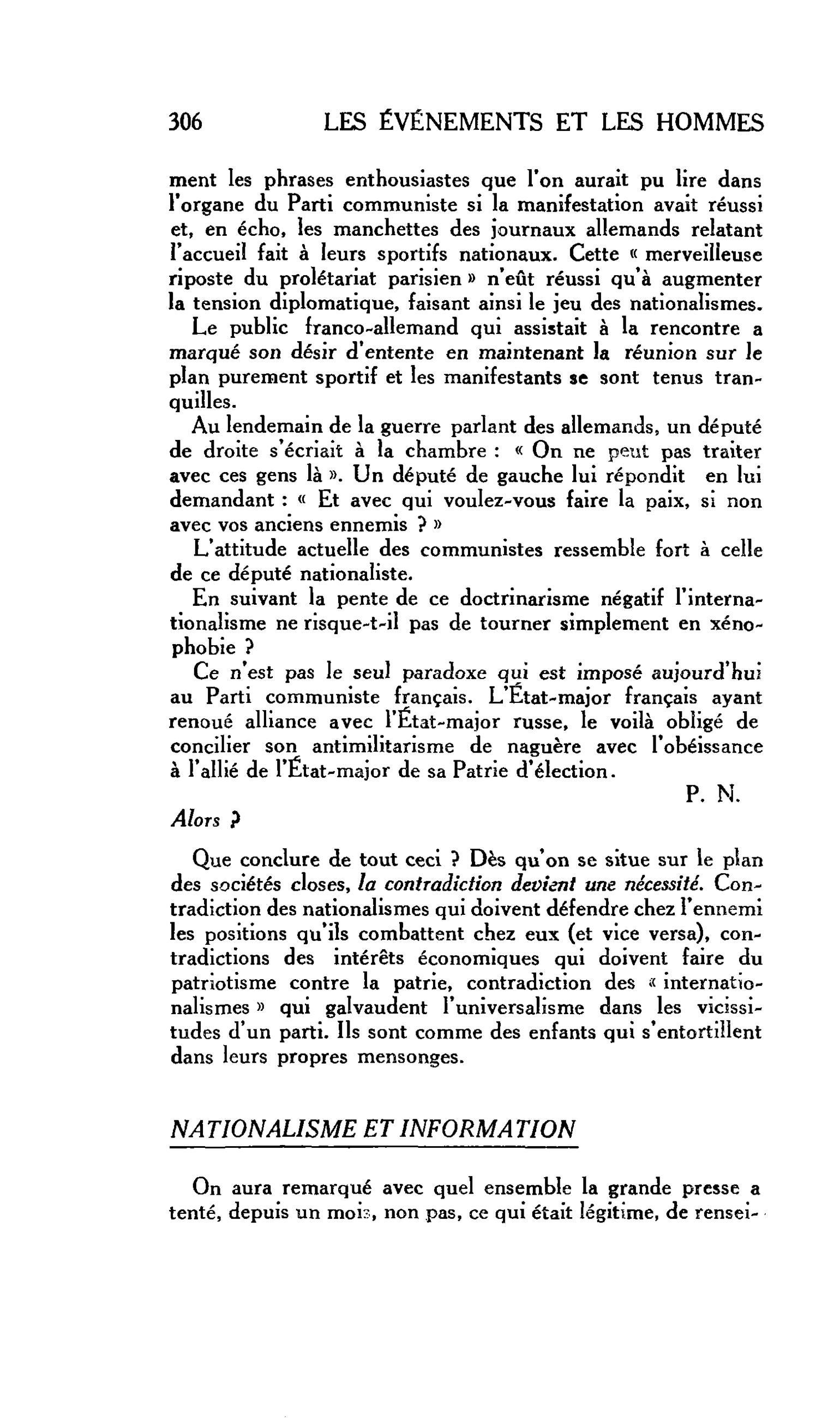NATIONALISME ET INFORMATION