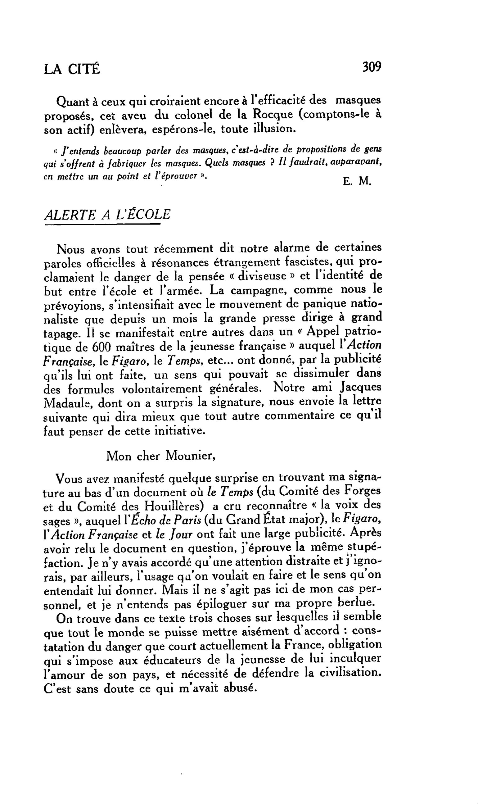 ALERTE A L’ÉCOLE