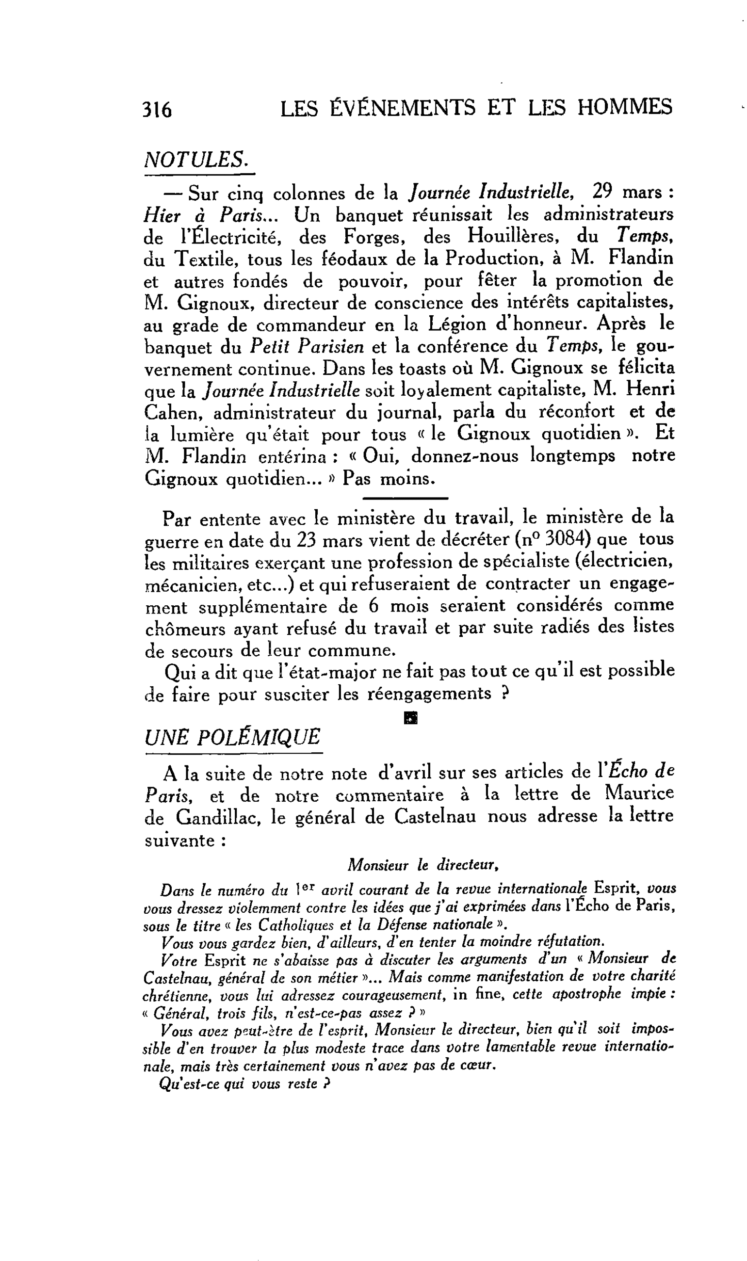 UNE POLÉMIQUE