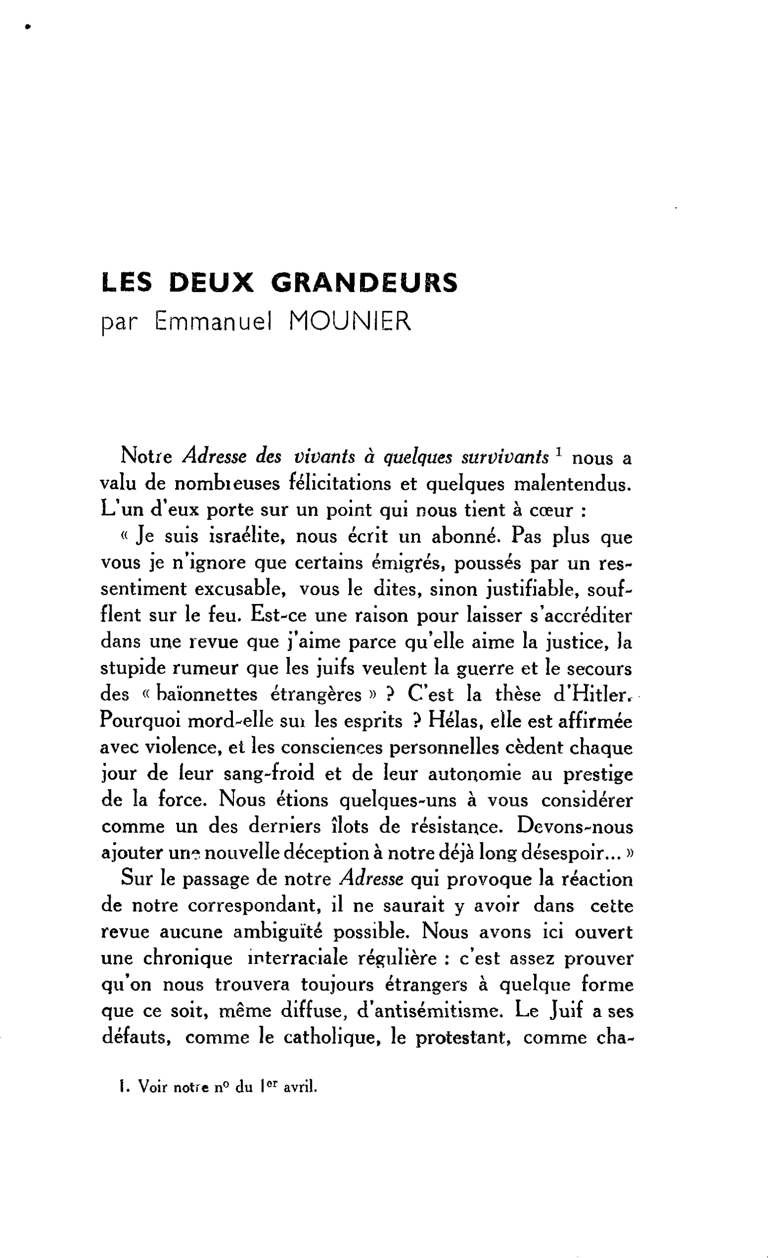 LES DEUX GRANDEURS