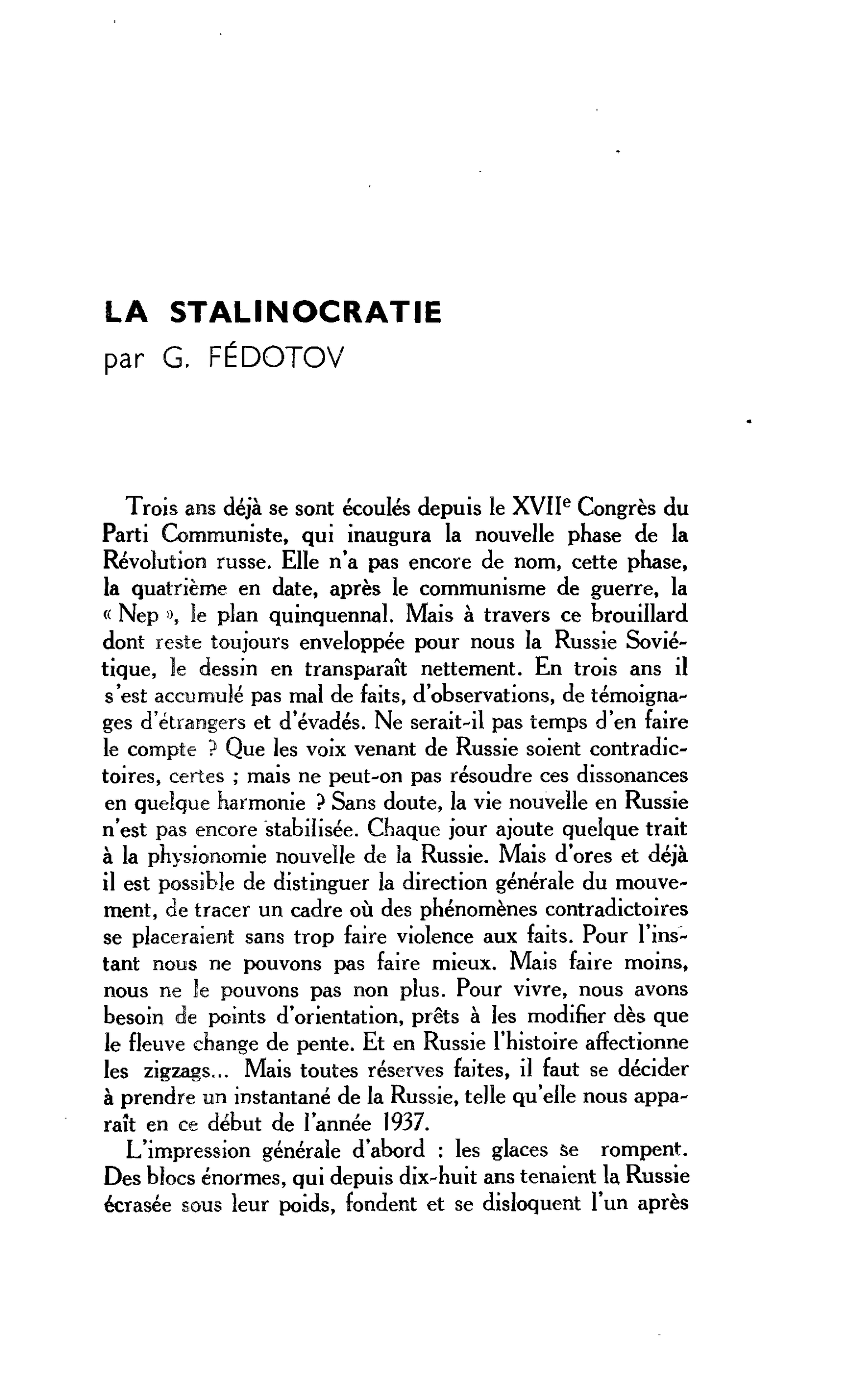 LA STALINOCRATIE