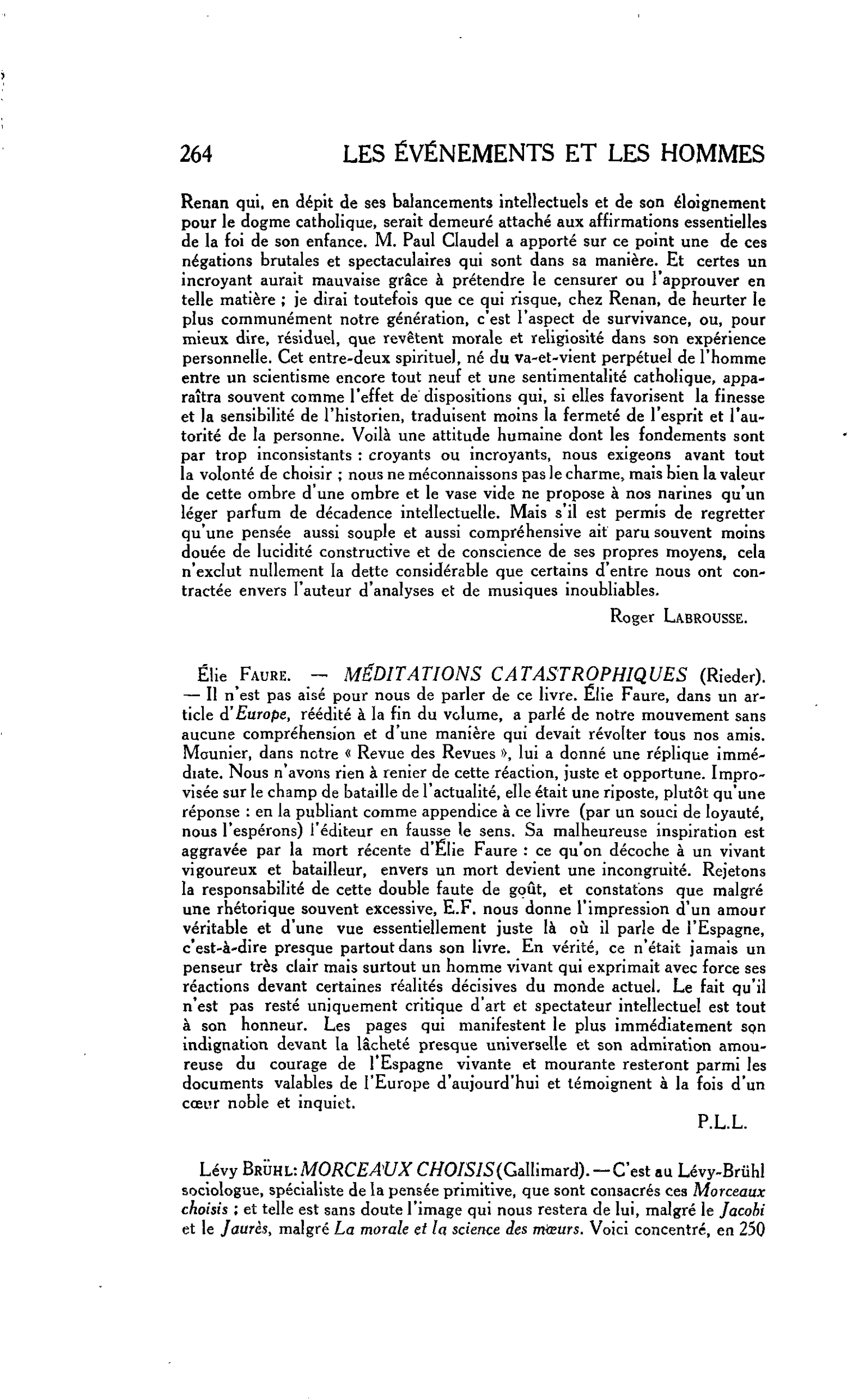 LA PENSÉE ENGAGÉE. Élie Faure. - MÉDITATIONS CATASTROPHIQUES