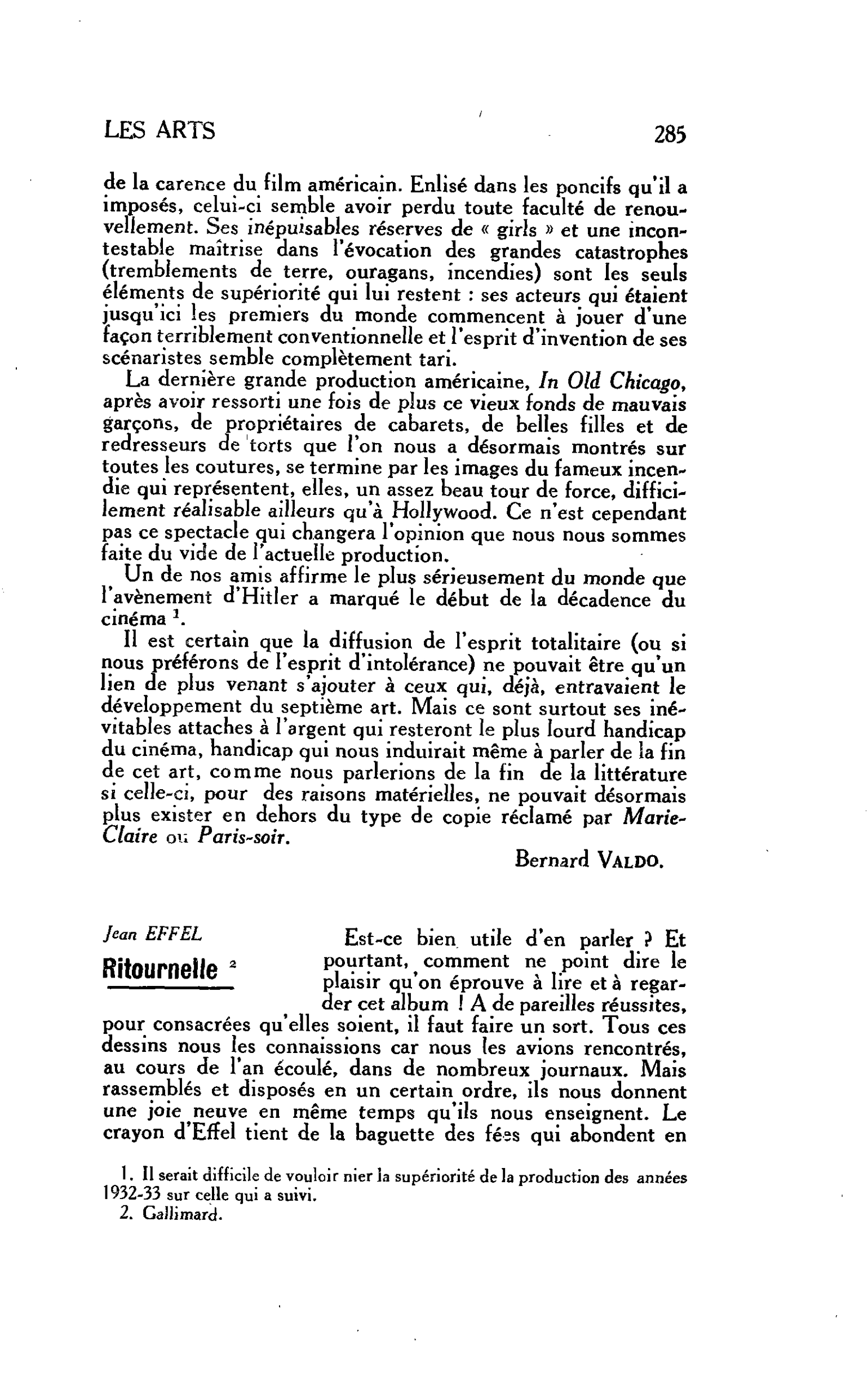 LES ARTS. Jean EFFEL : Ritournelle