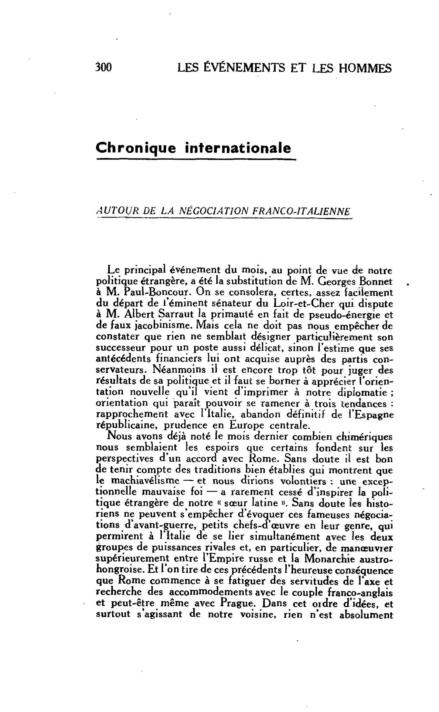 LA CITÉ. Chronique internationale : AUTOUR DE LA NÉGOCIATION FRANCO-ITALIENNE