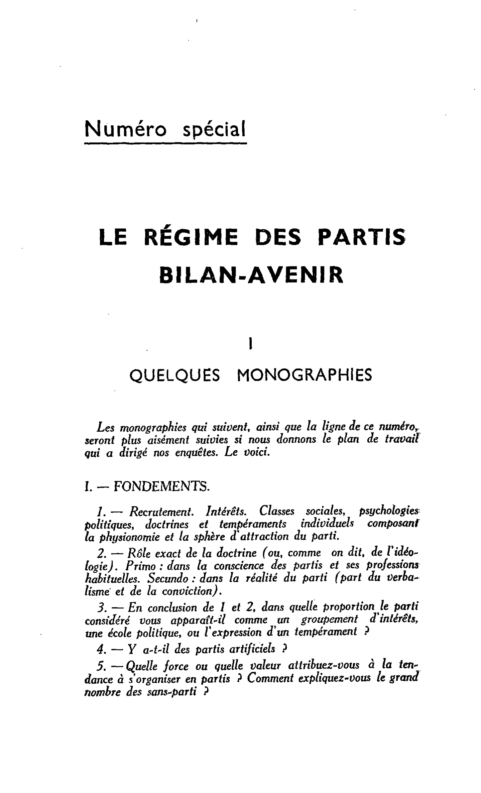 I QUELQUES MONOGRAPHIES