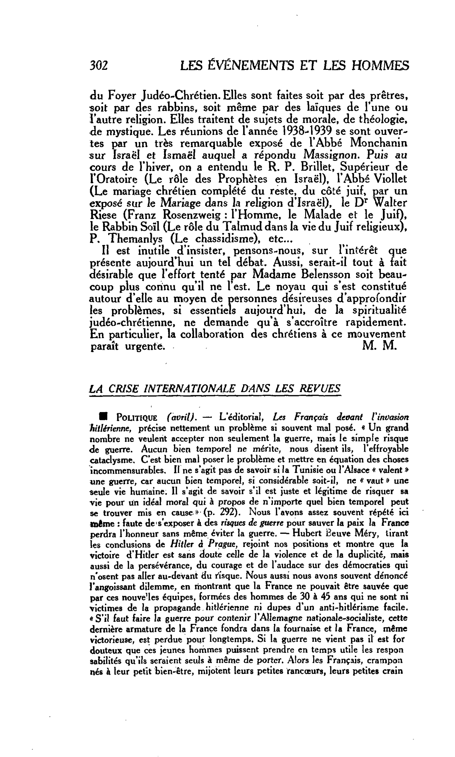 Journal des Témoins : LA CRISE INTERNATIONALE DANS LES REVUES Politique (avril)