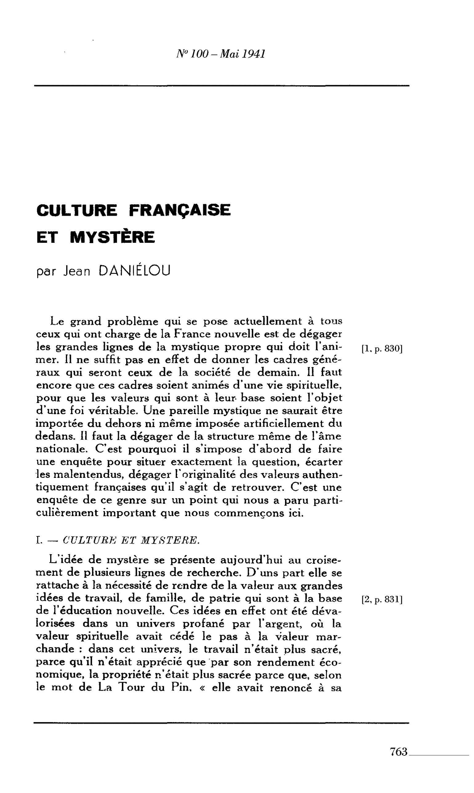 CULTURE FRANÇAISE ET MYSTÈRE