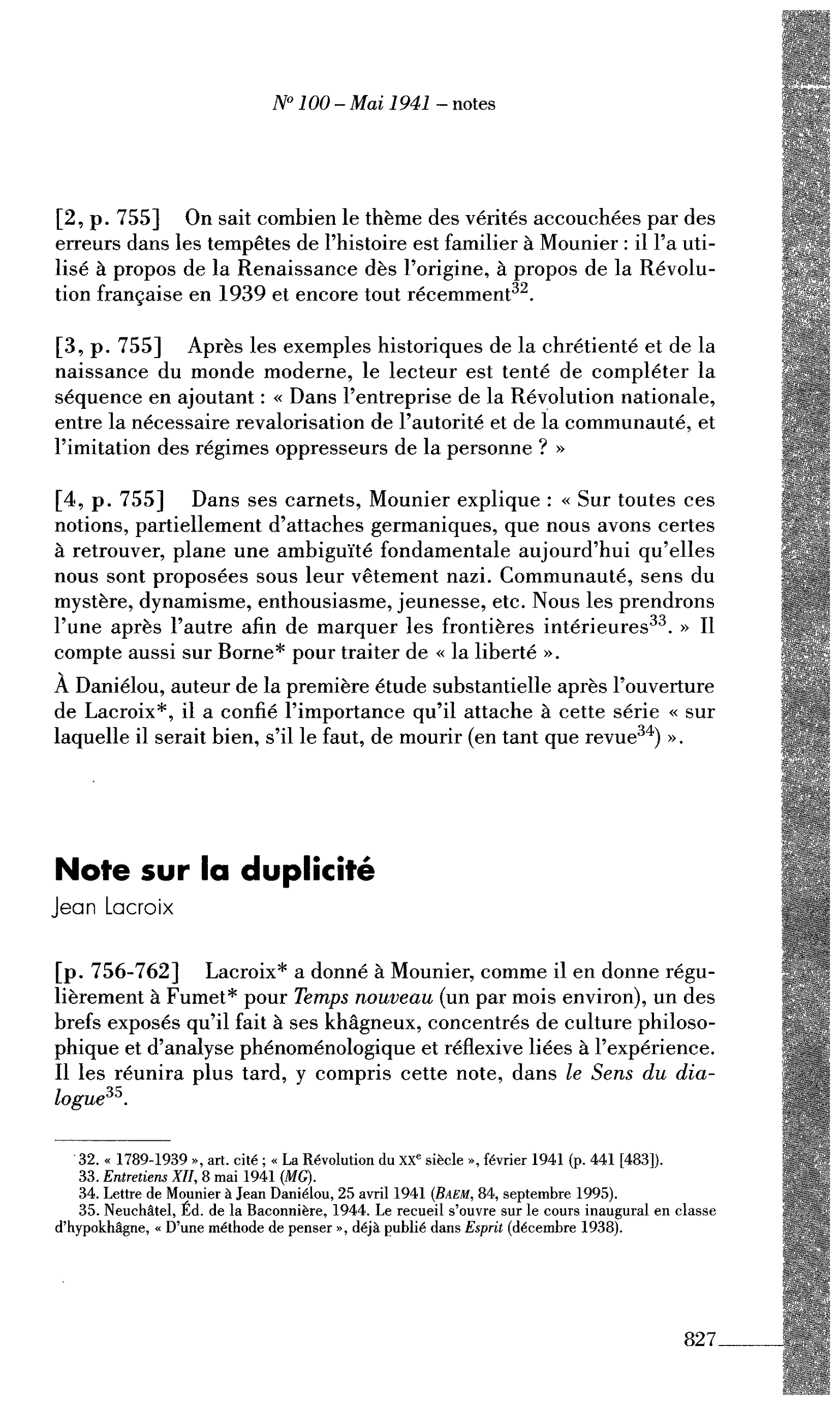 Note sur la duplicité (par Lacroix Jean)