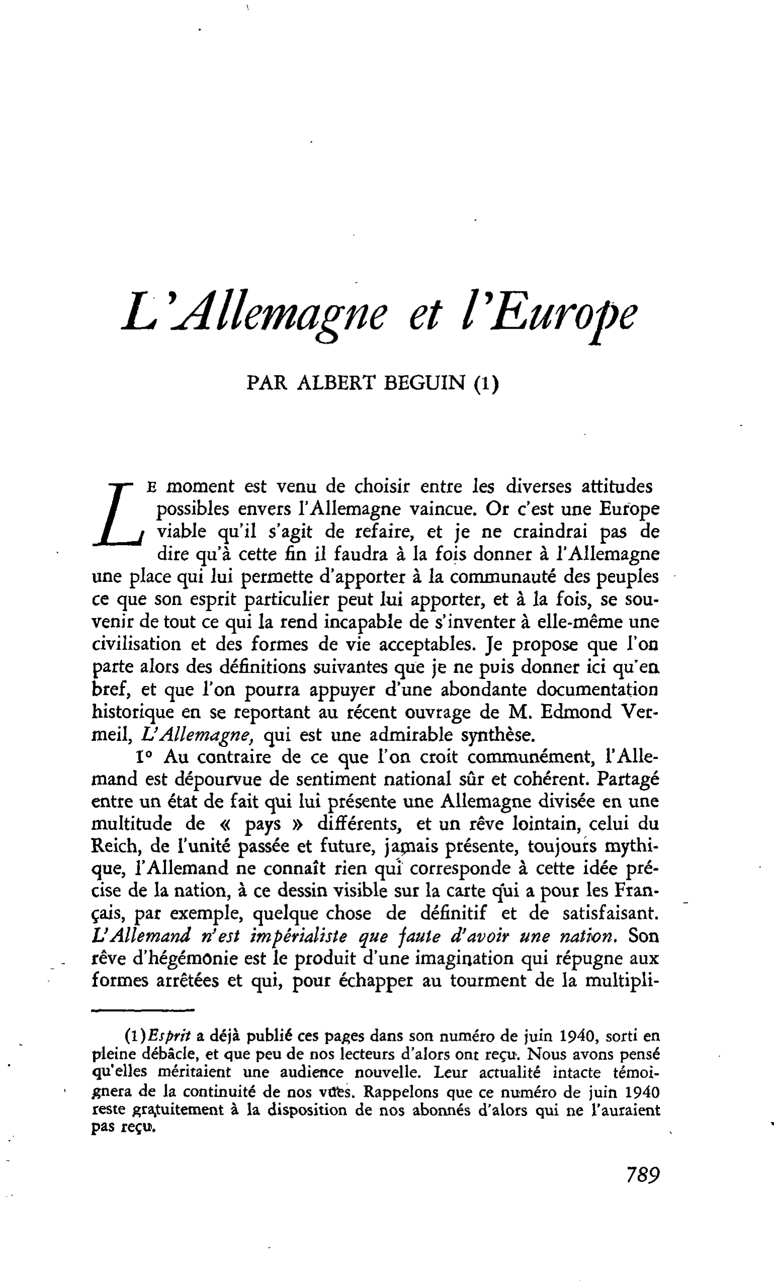 L’Allemagne et l’Europe