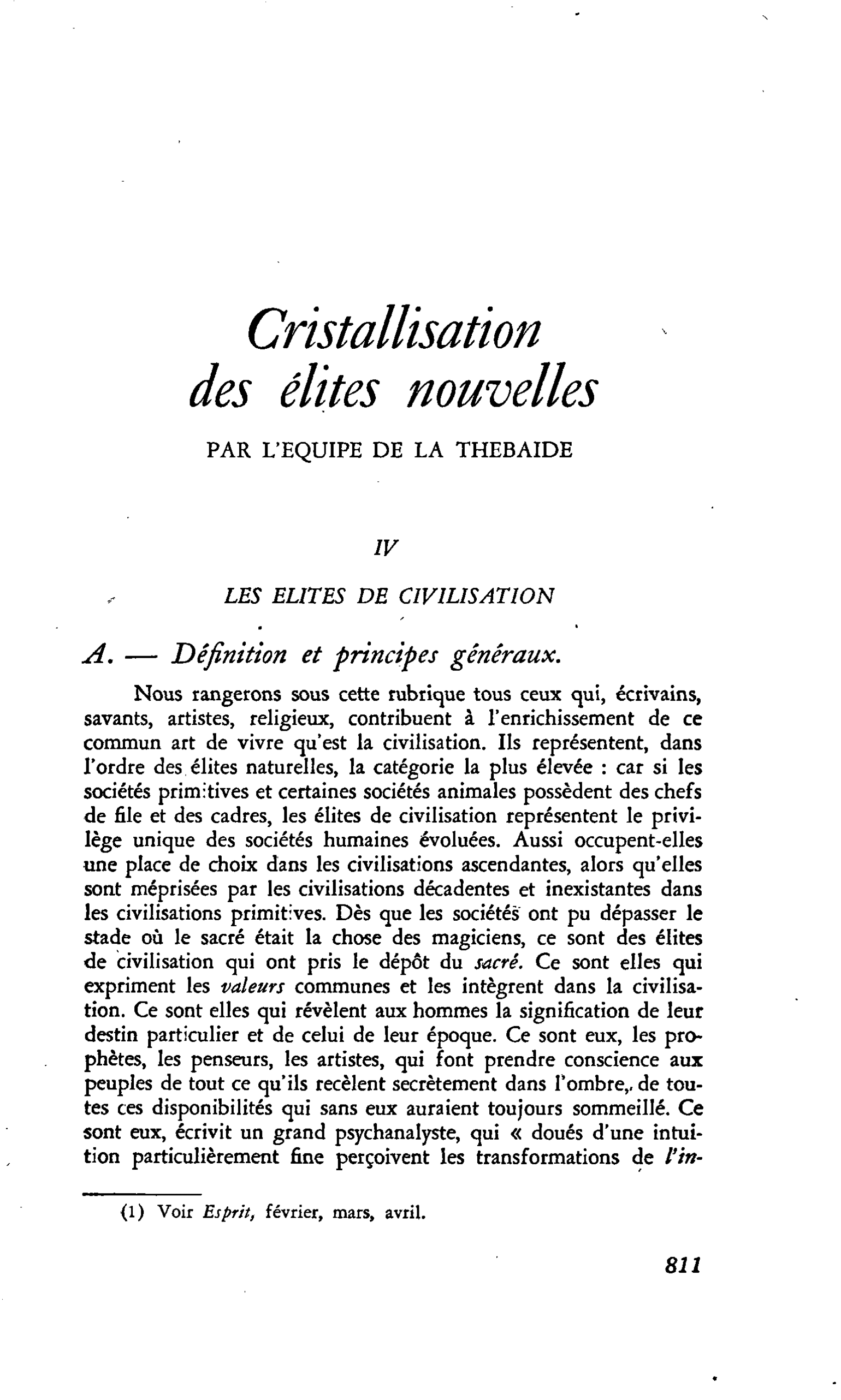 Cristallisation des élites nouvelles