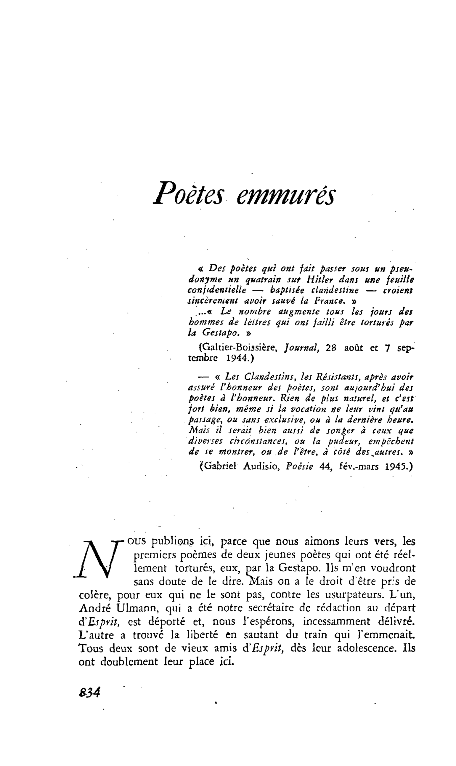 Poètes emmurés