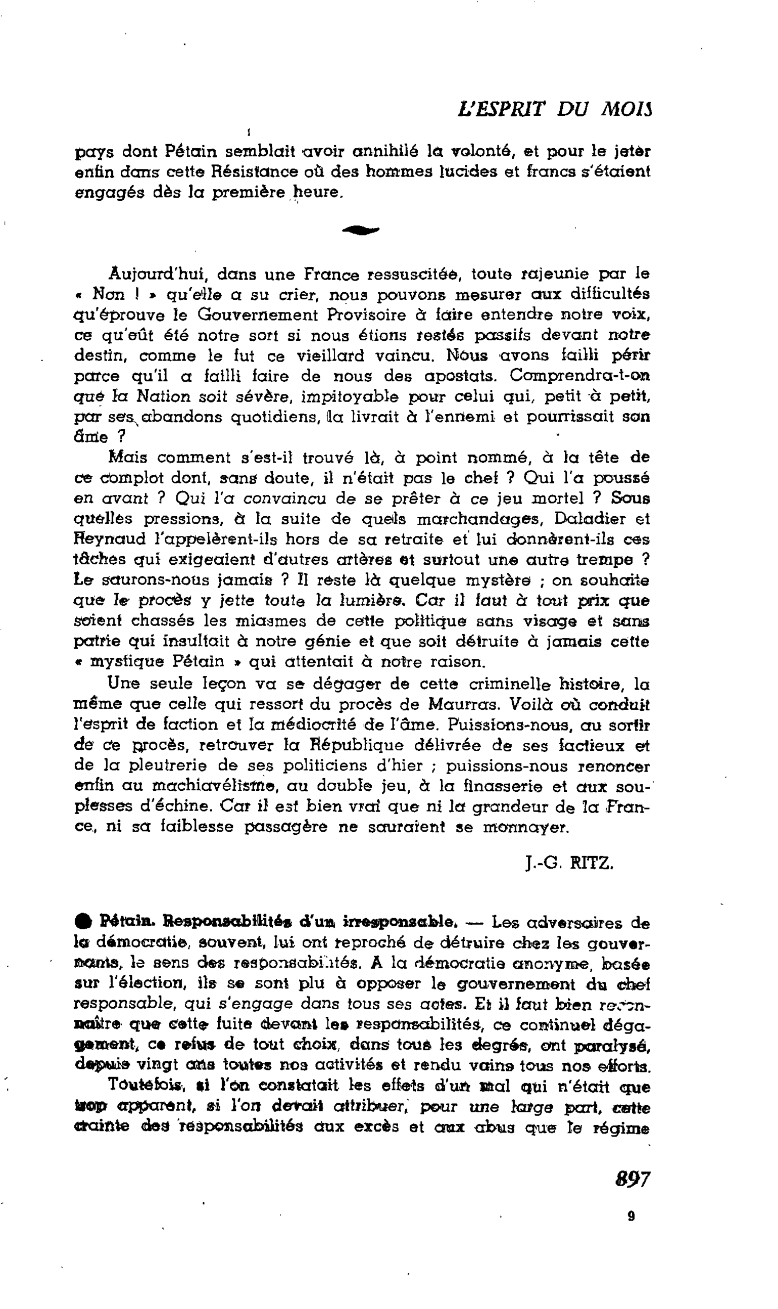 LA CITÉ : Pétain. Responsabilités d’un irresponsable