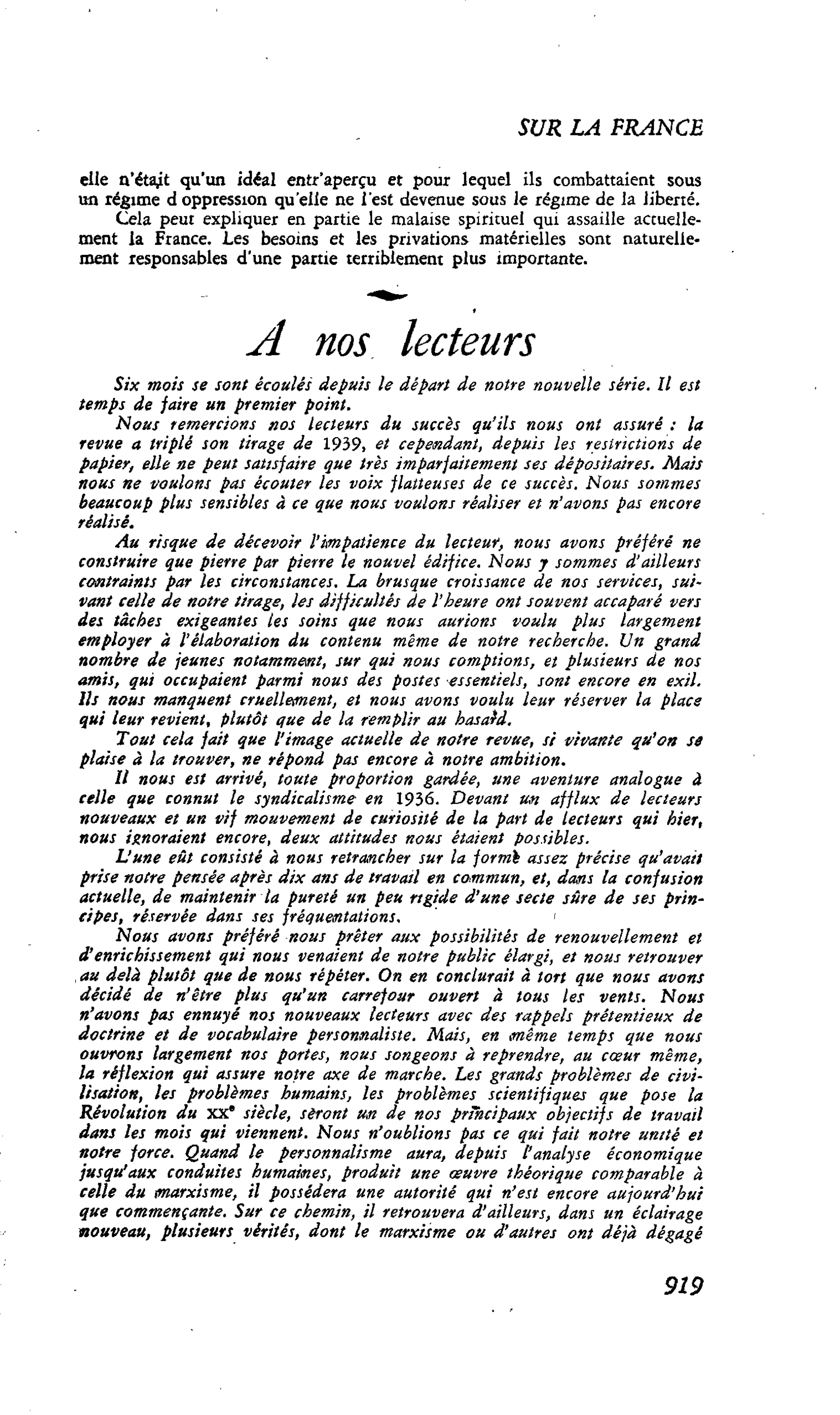LA CITÉ : A nos lecteurs