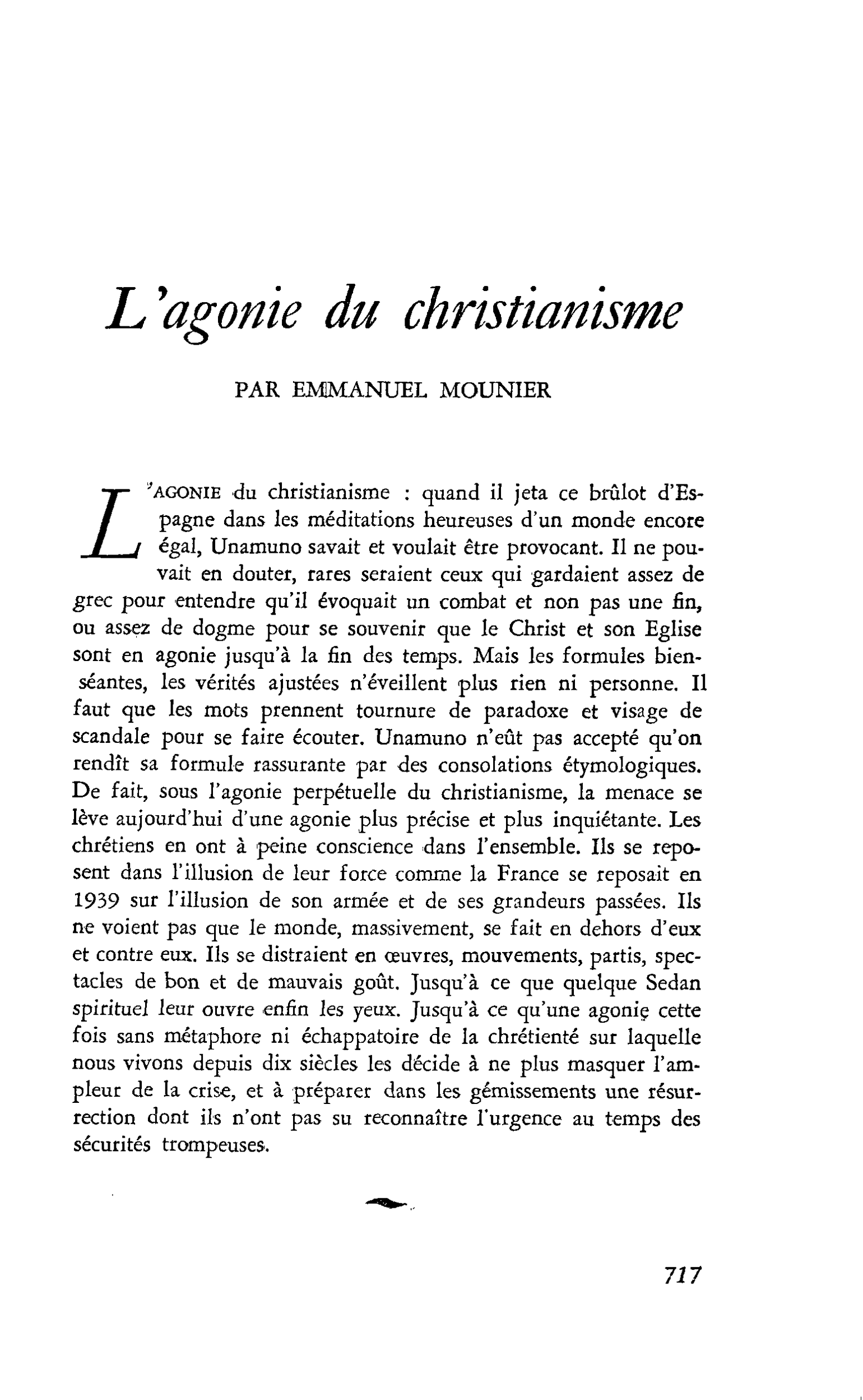 L’agonie du christianisme