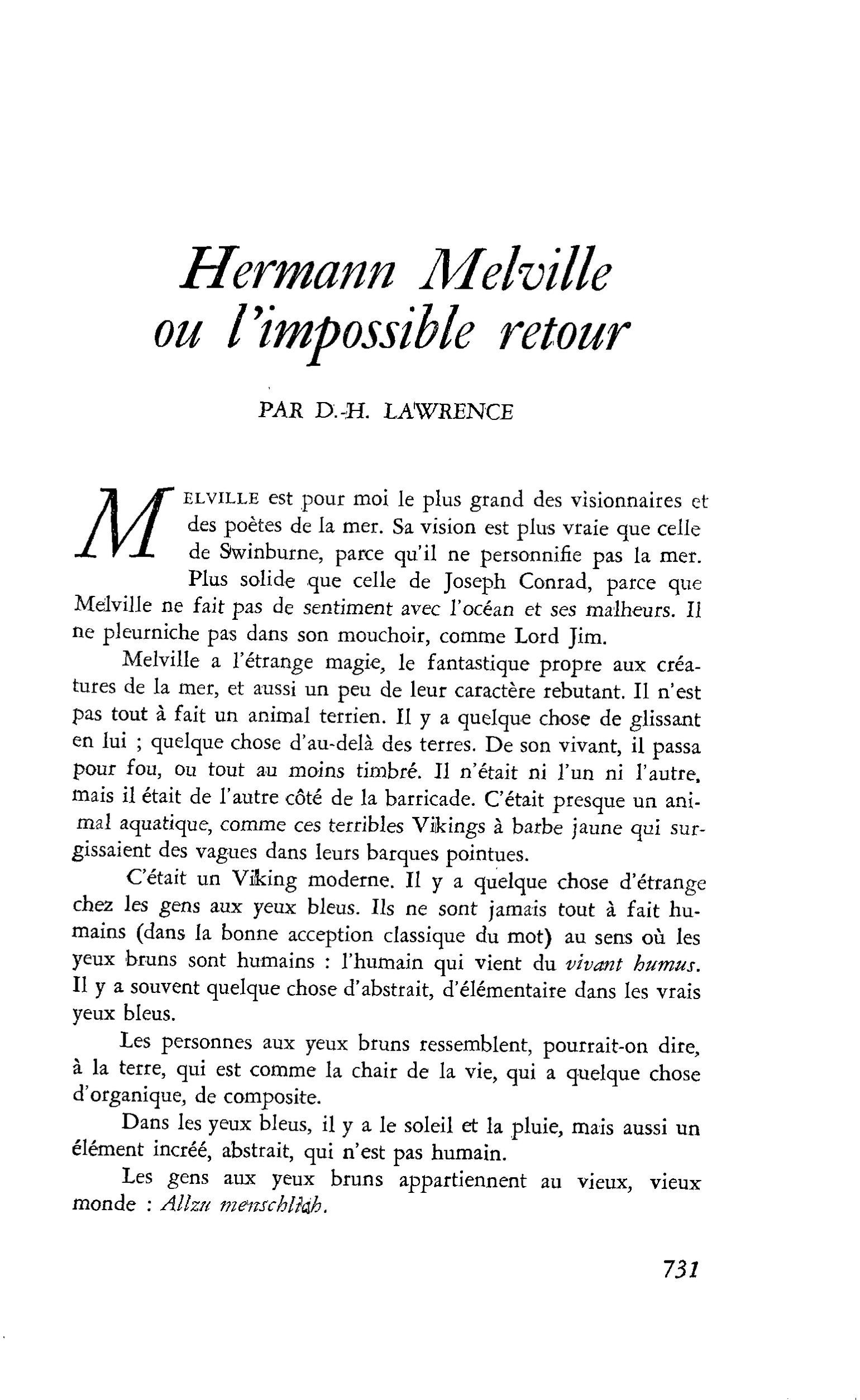 Hermann Melville ou l’impossible retour