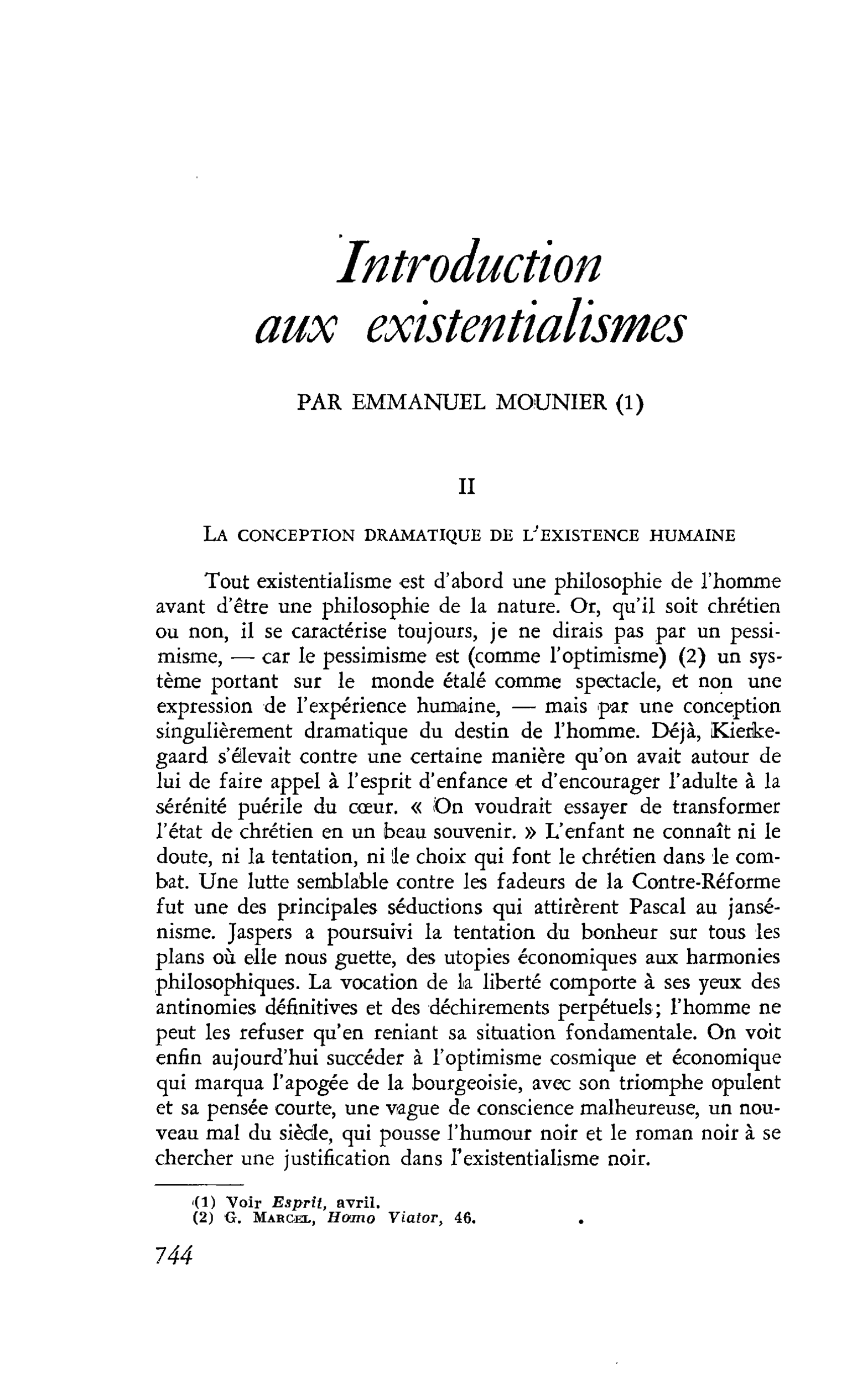 Introduction aux existentialismes
