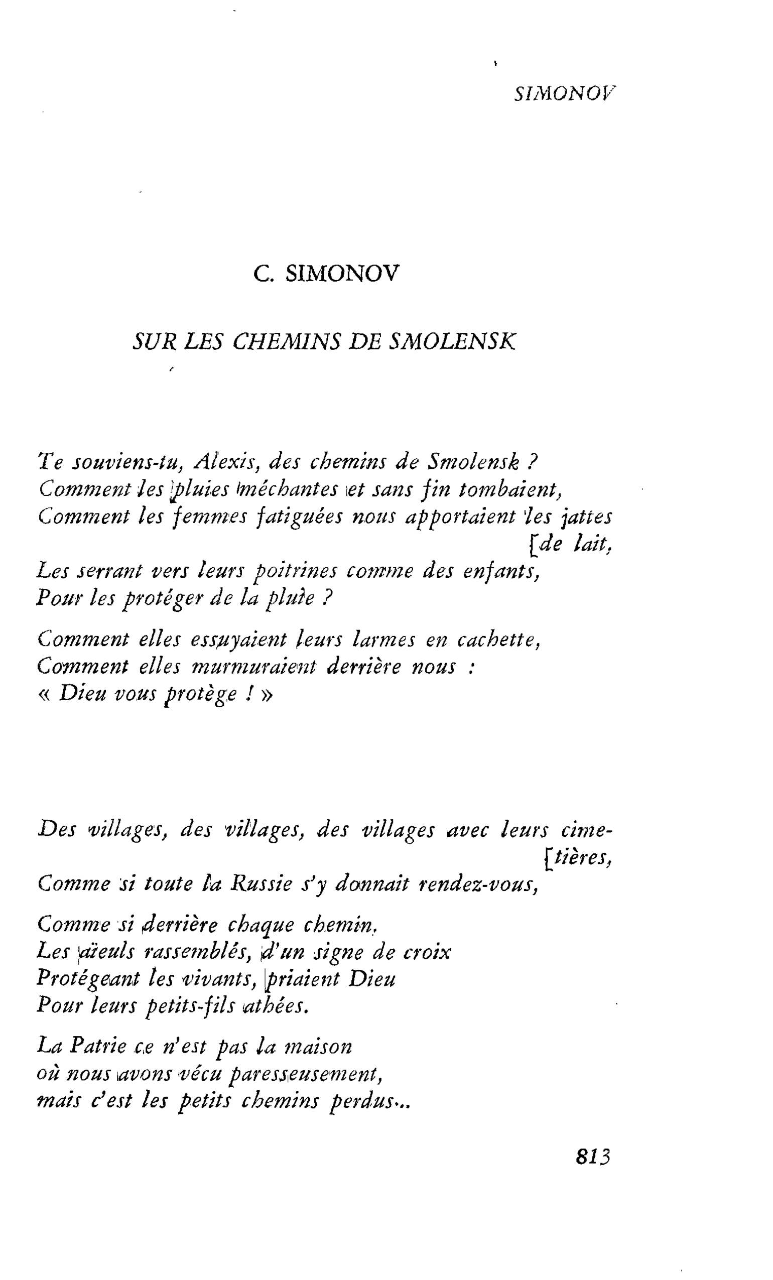 SUR LES CHEMINS DE SMOLENSK