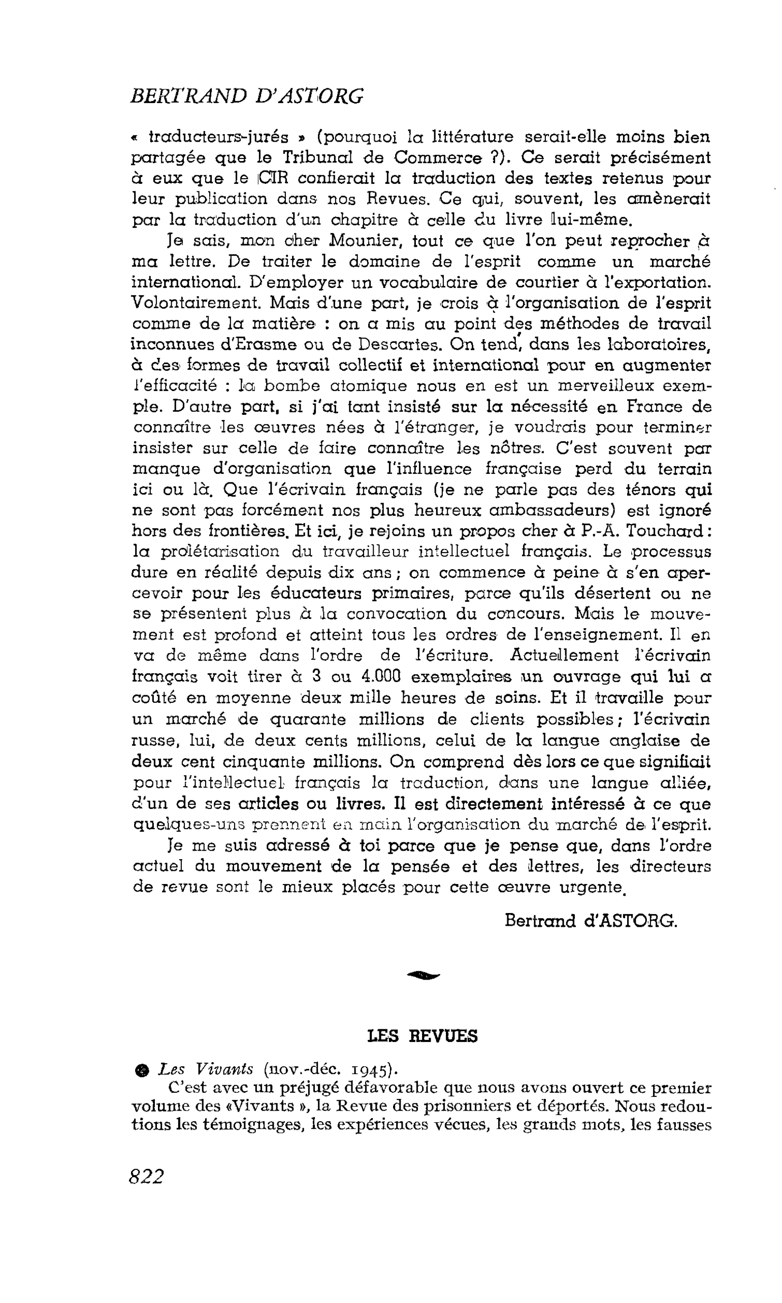 L’HOMME ENGAGÉ : LES REVUES Les Vivants (nov.-déc. 1945)