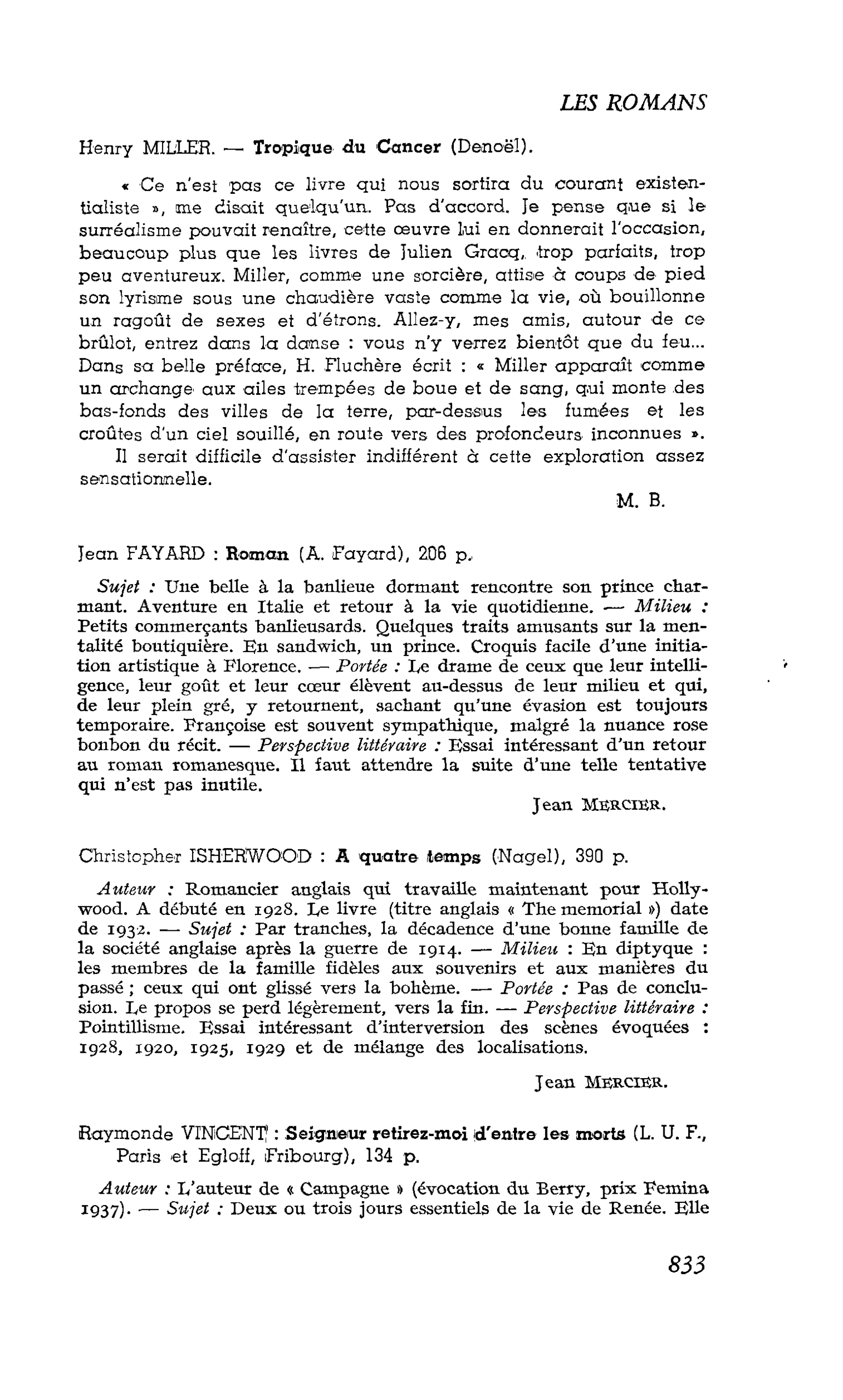 LES LETTRES. Christopher ISHERWOOD : A quatre temps