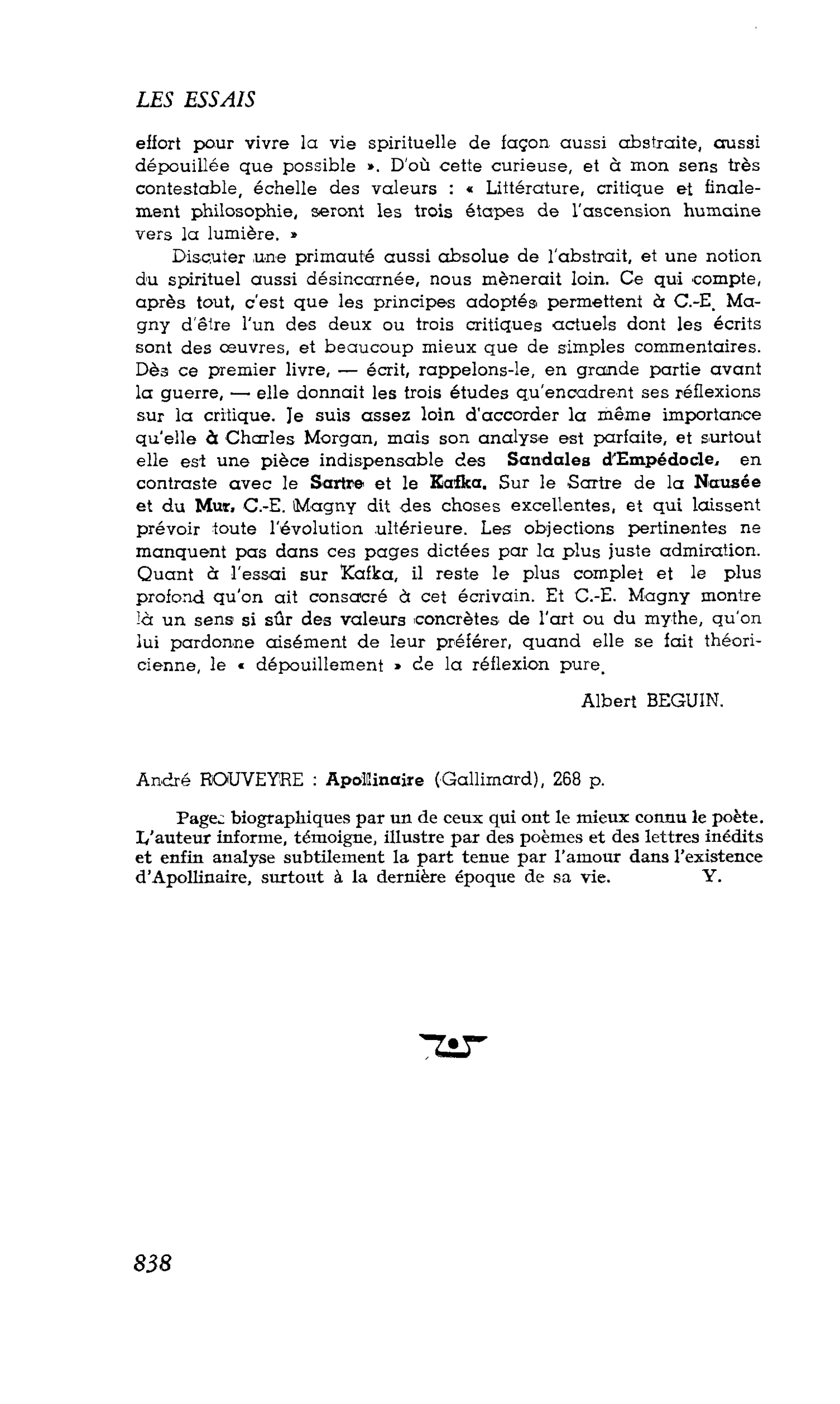 LES LETTRES. André ROUVEYRE : Apollinaire