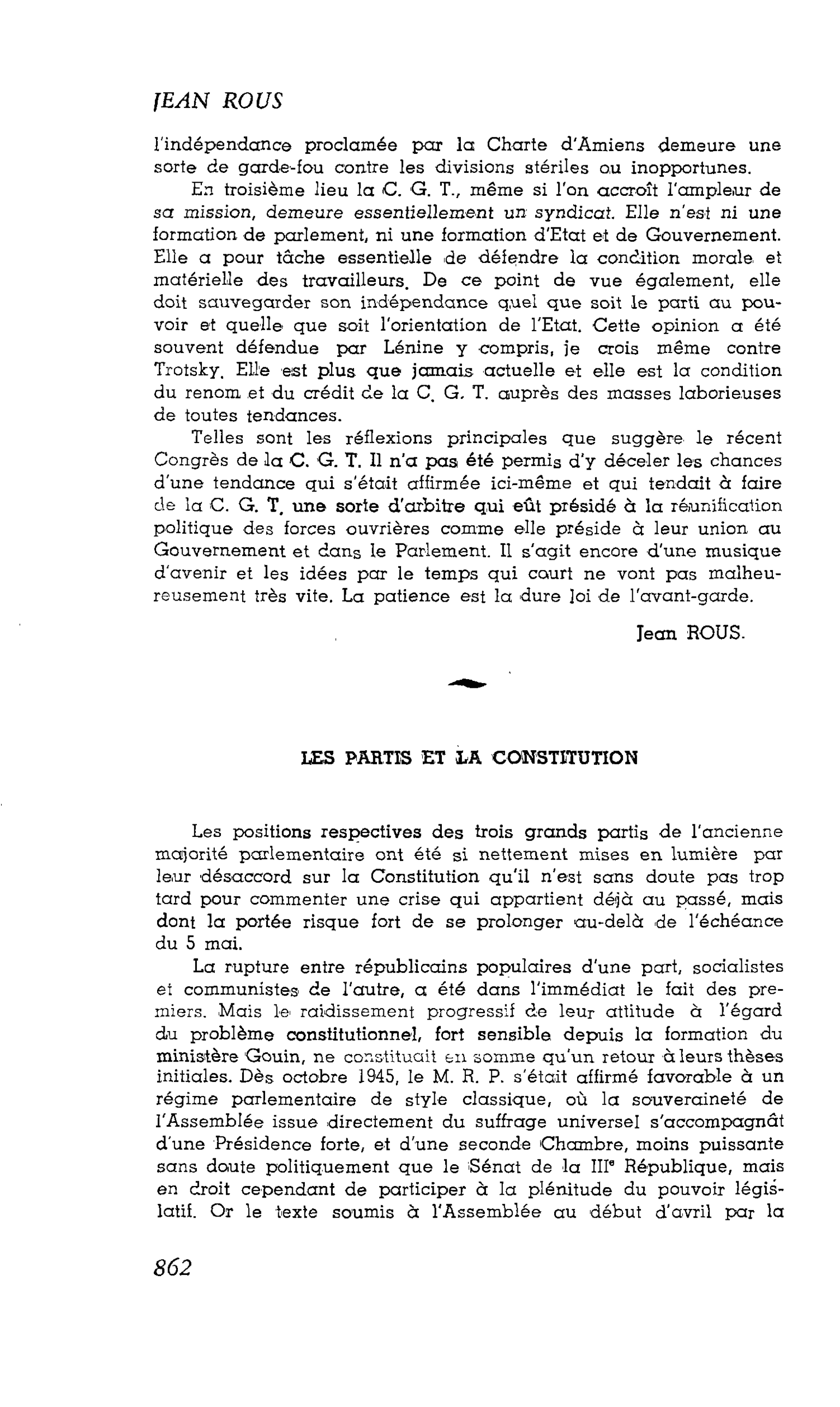 LA CITÉ : LES PARTIS ET LA CONSTITUTION