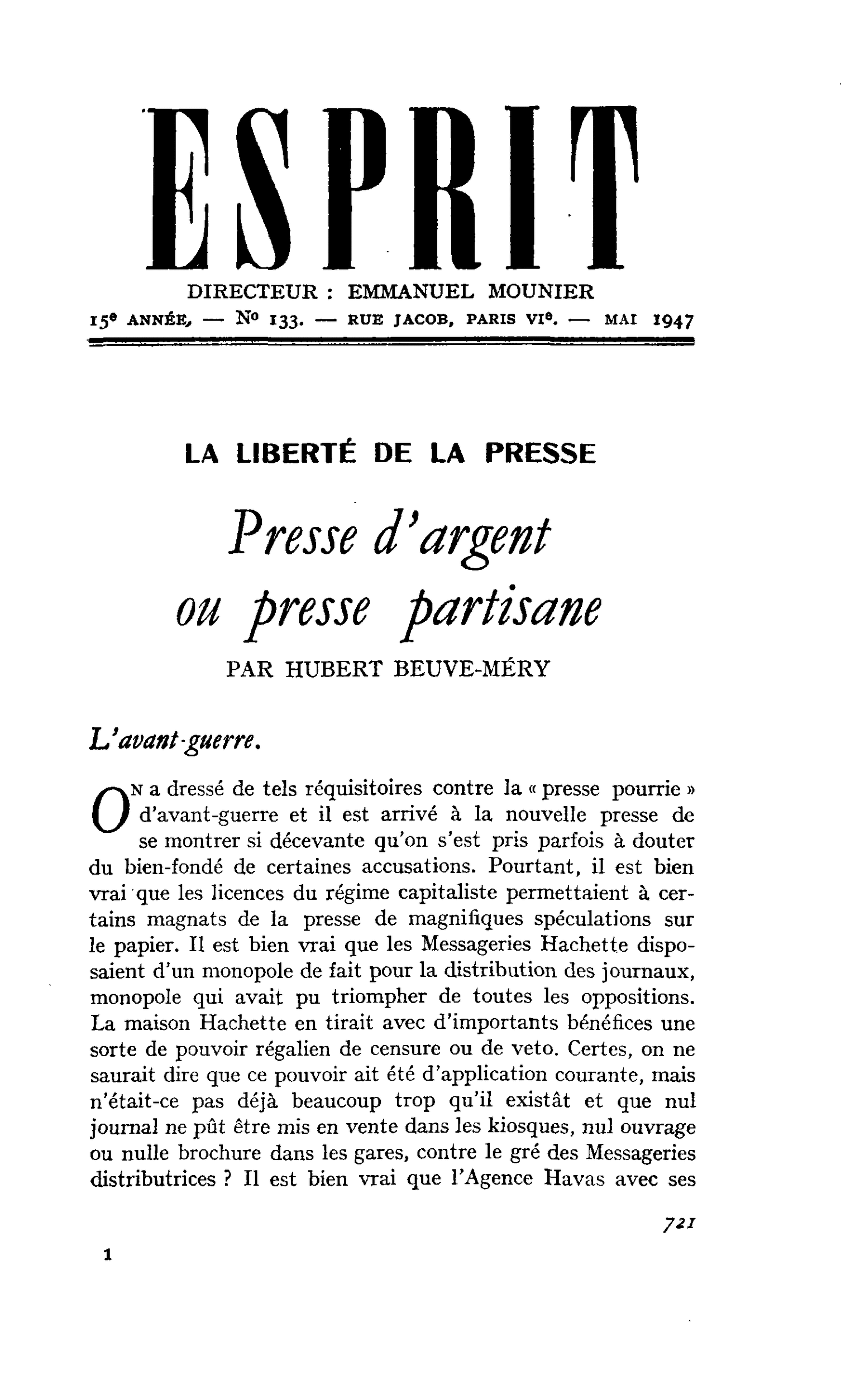 Presse d’argent ou presse partisane