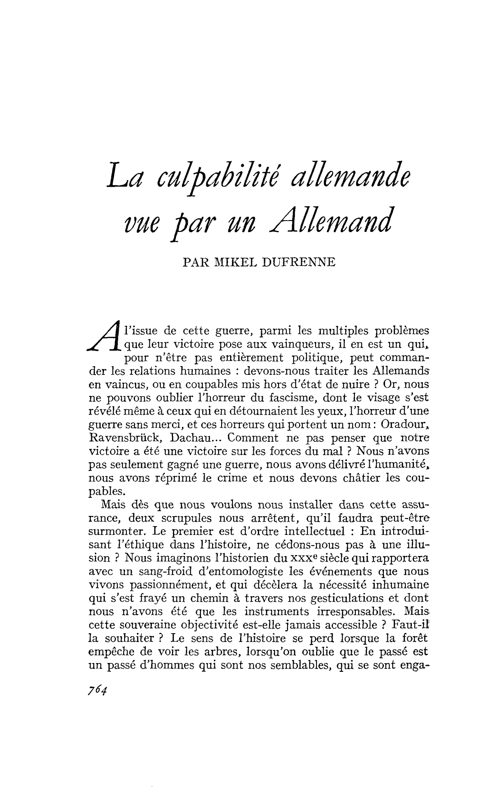 La culpabilité allemande vue par un Allemand