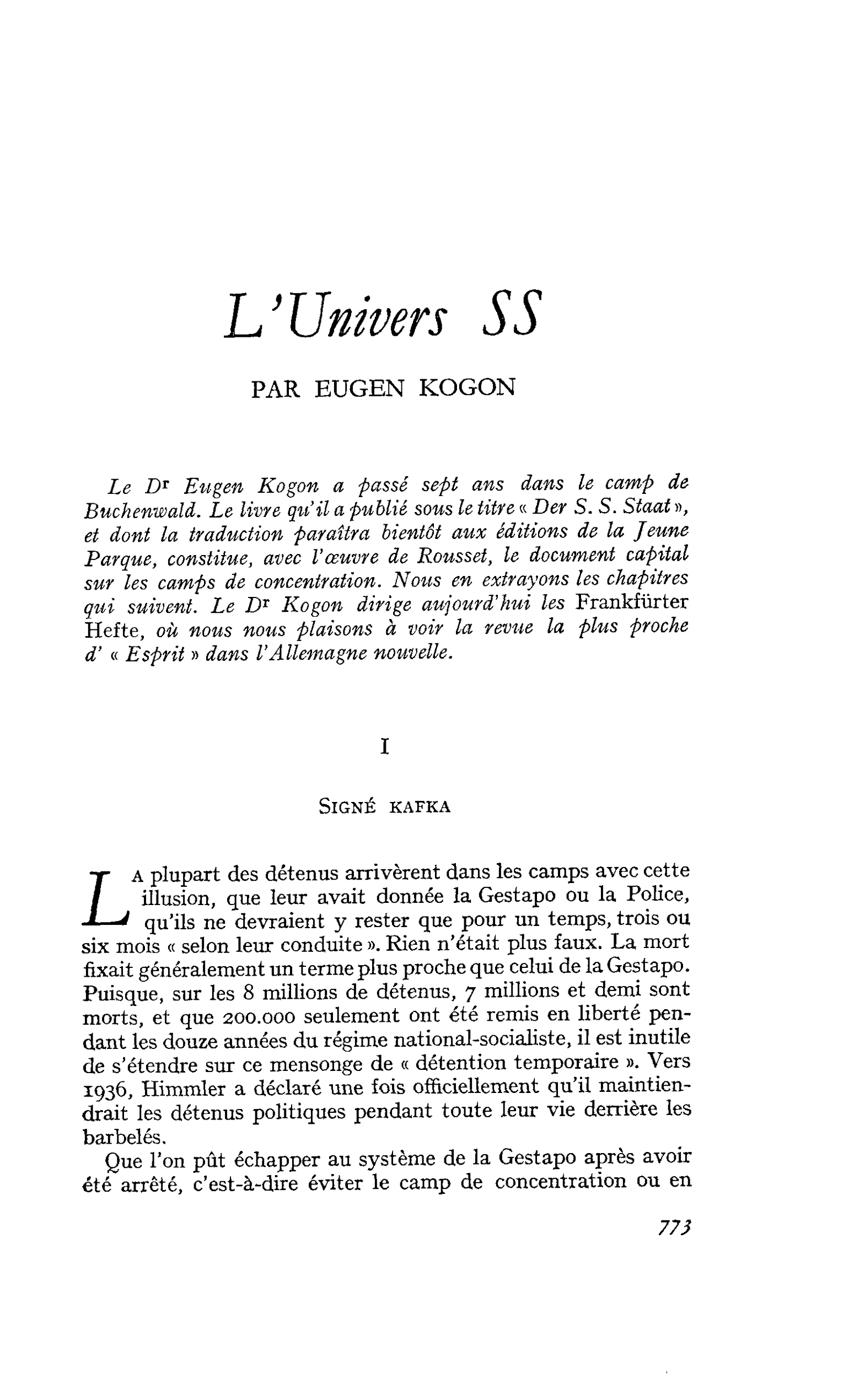 L’Univers SS