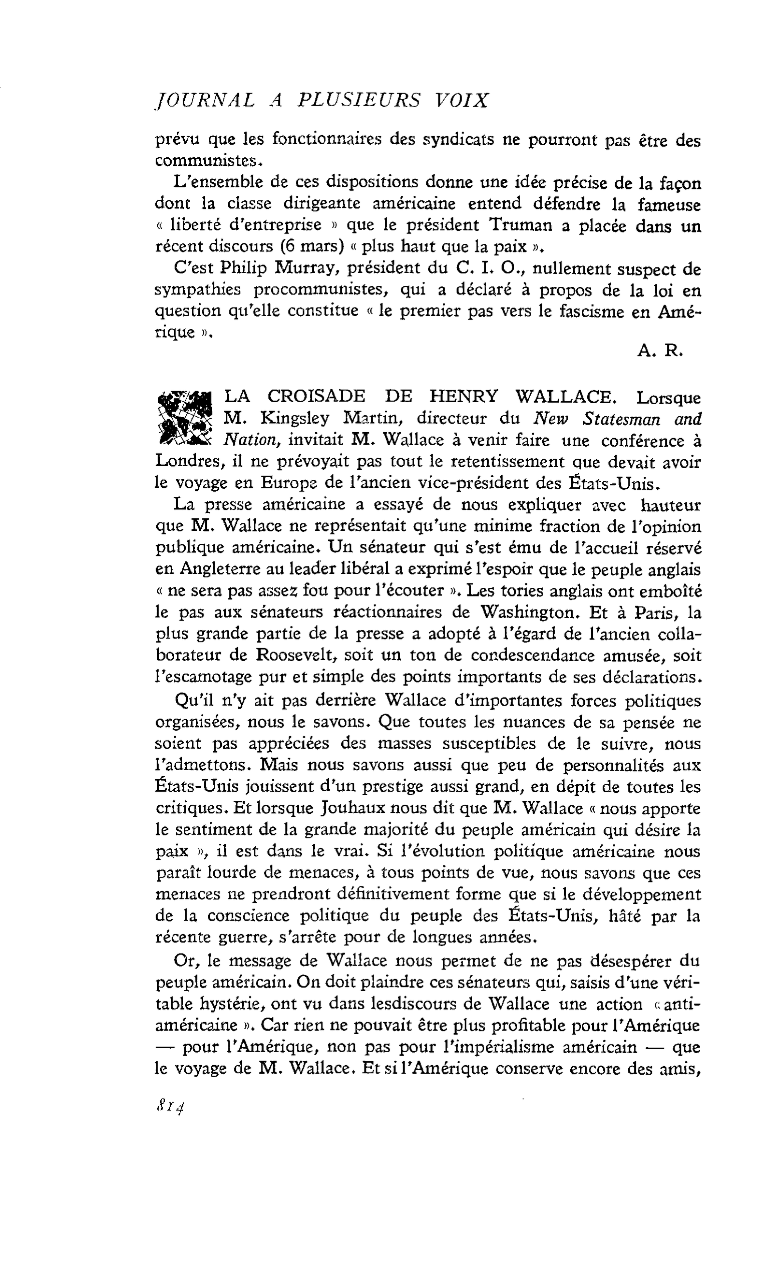 LA CROISADE DE HENRY WALLACE