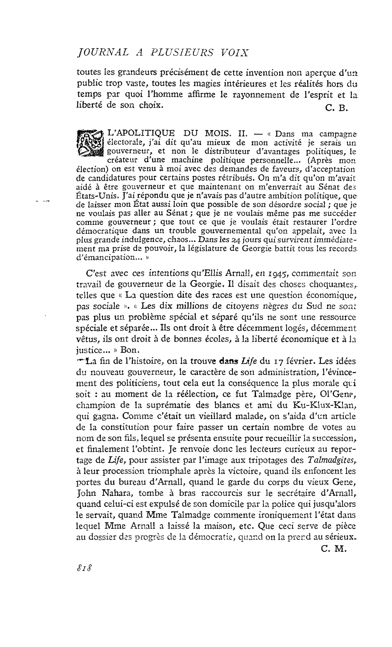 L’APOLITIQUE DU MOIS. II