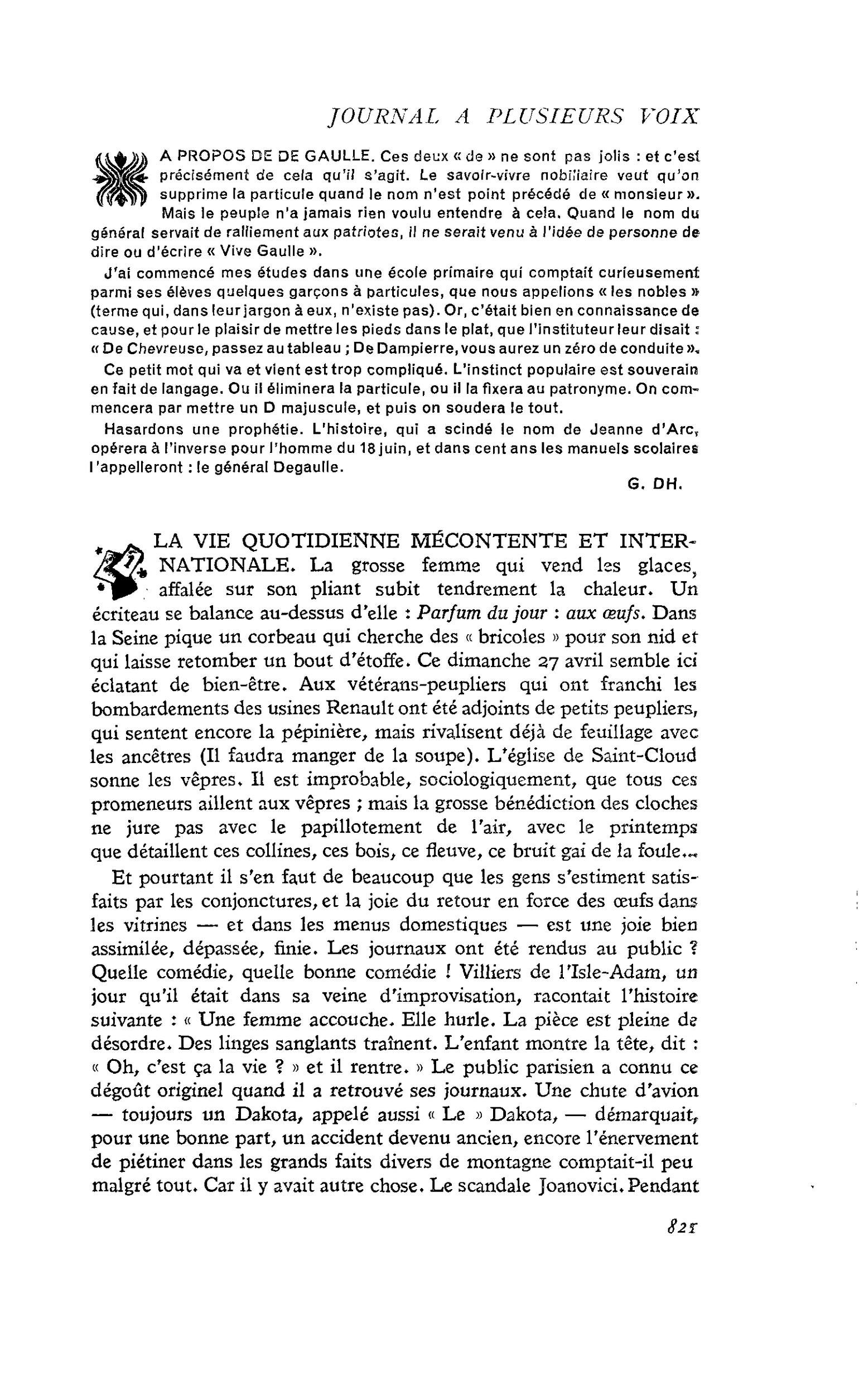 A PROPOS DE DE GAULLE