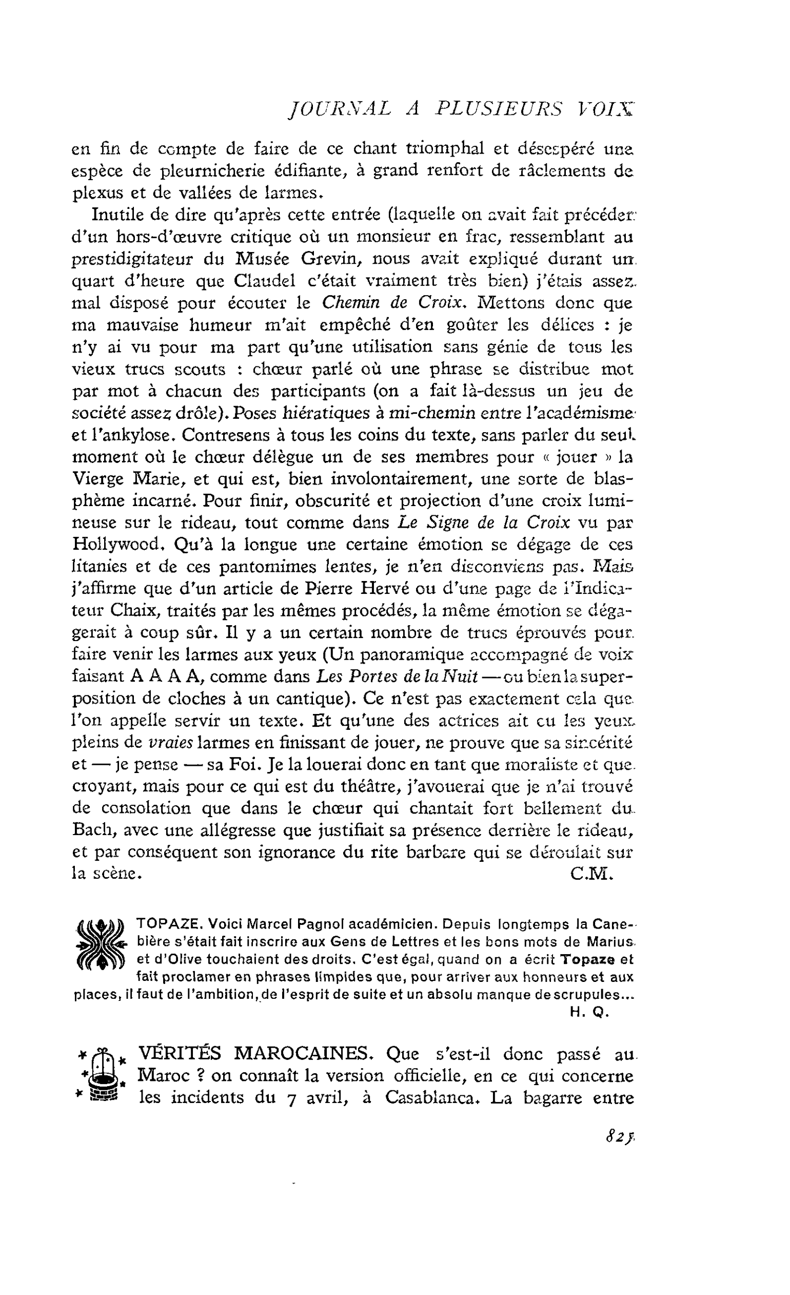 VÉRITÉS MAROCAINES