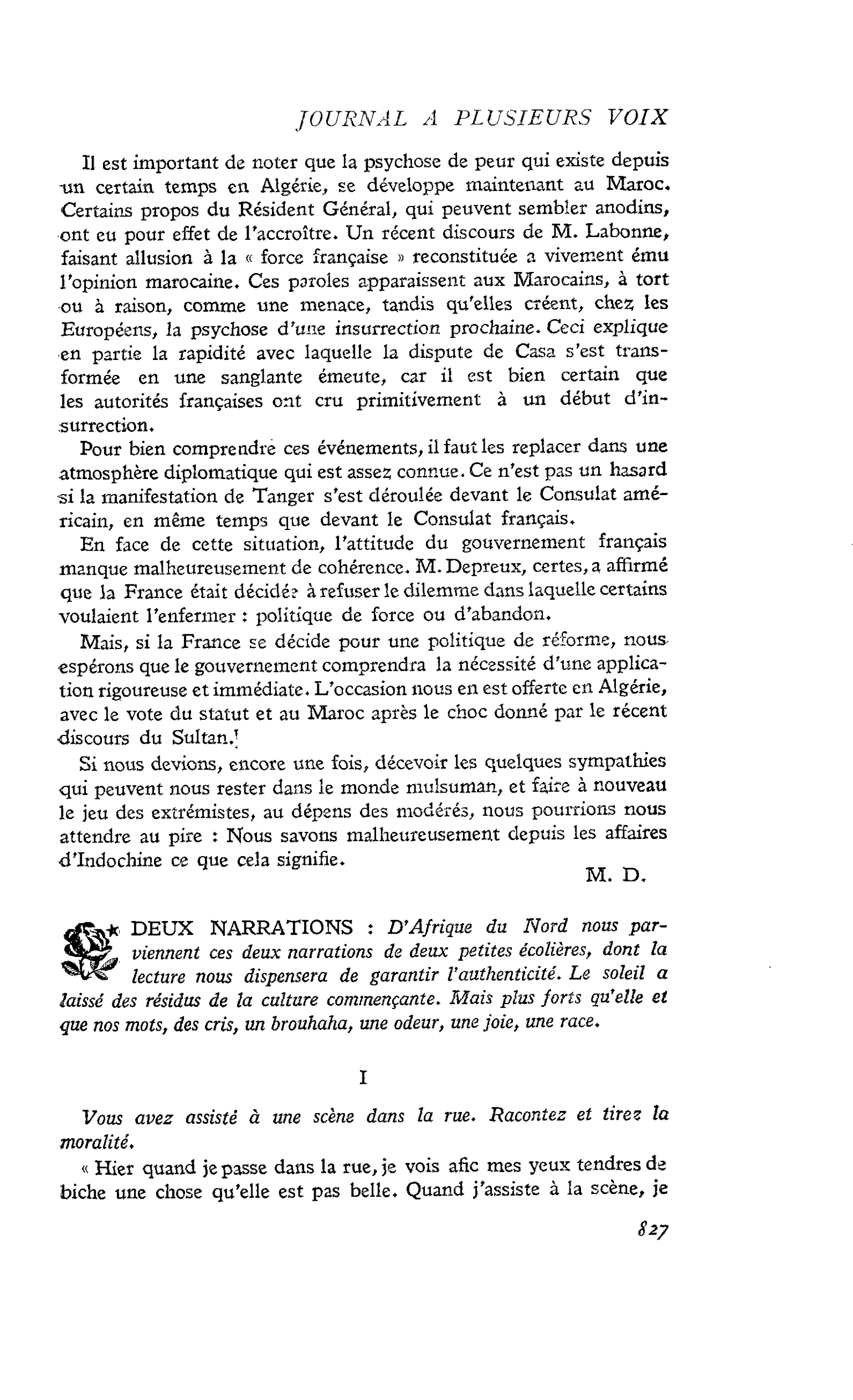 DEUX NARRATIONS