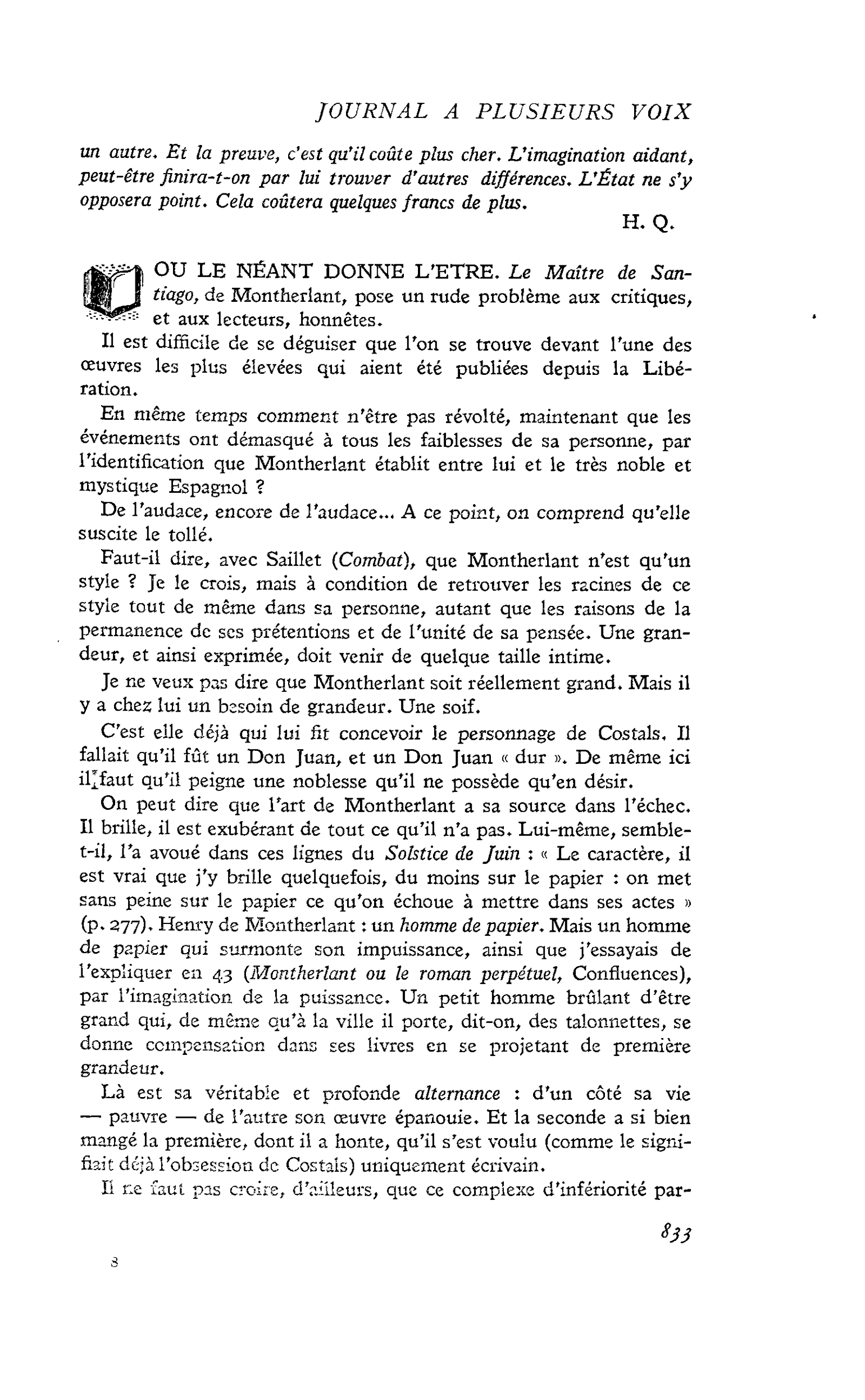 OU LE NÉANT DONNE L’ETRE