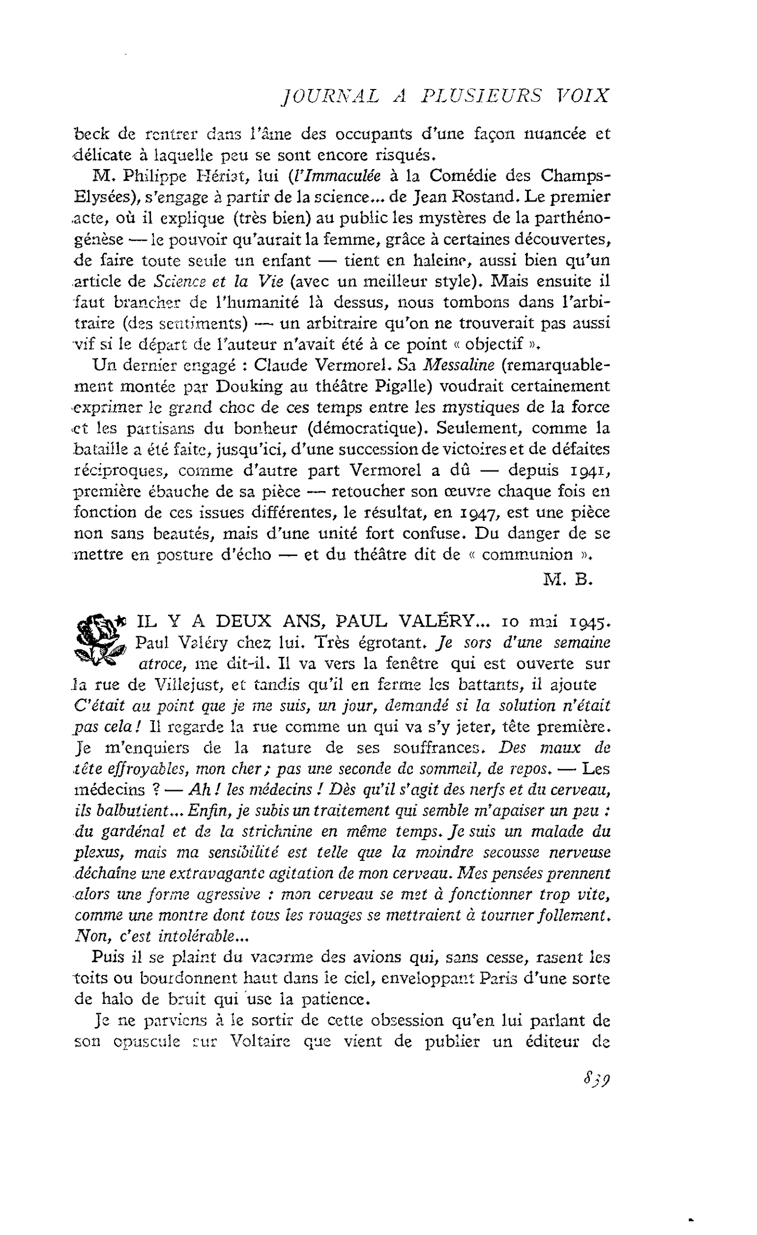 IL Y A DEUX ANS, PAUL VALÉRY…