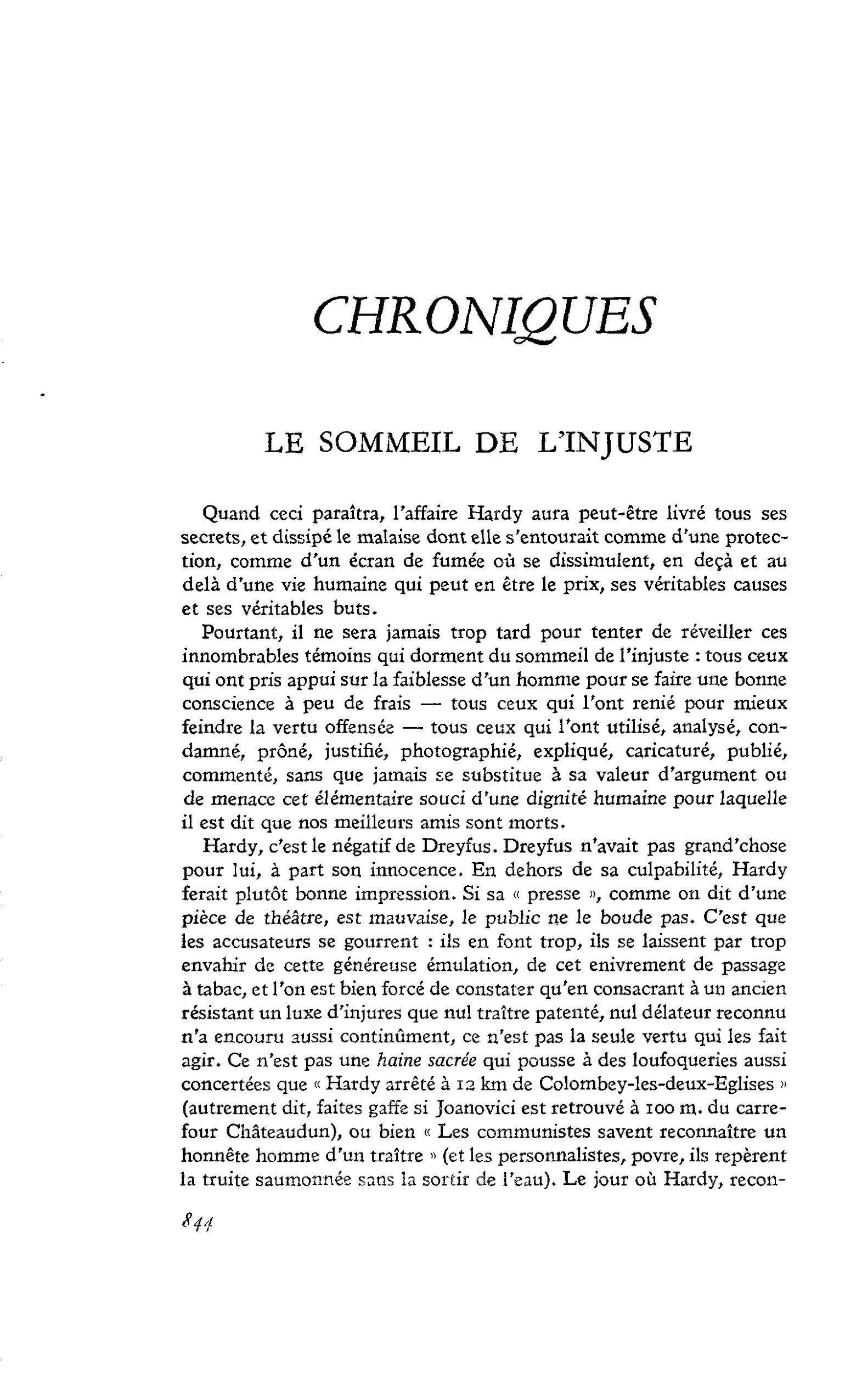LE SOMMEIL DE L’INJUSTE