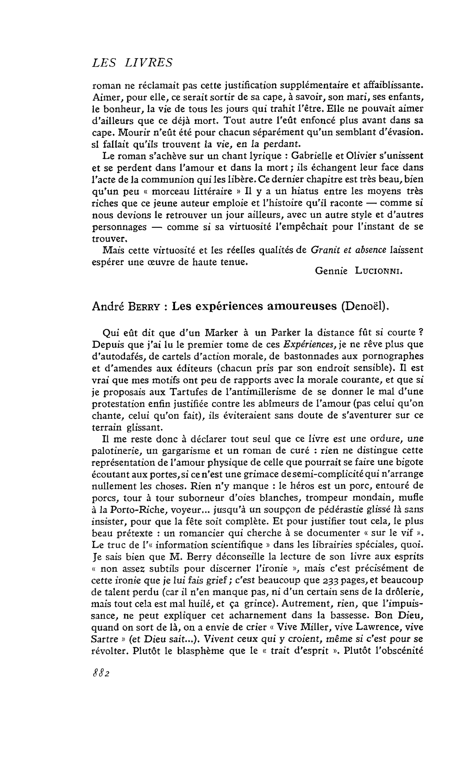 André Berry : Les expériences amoureuses