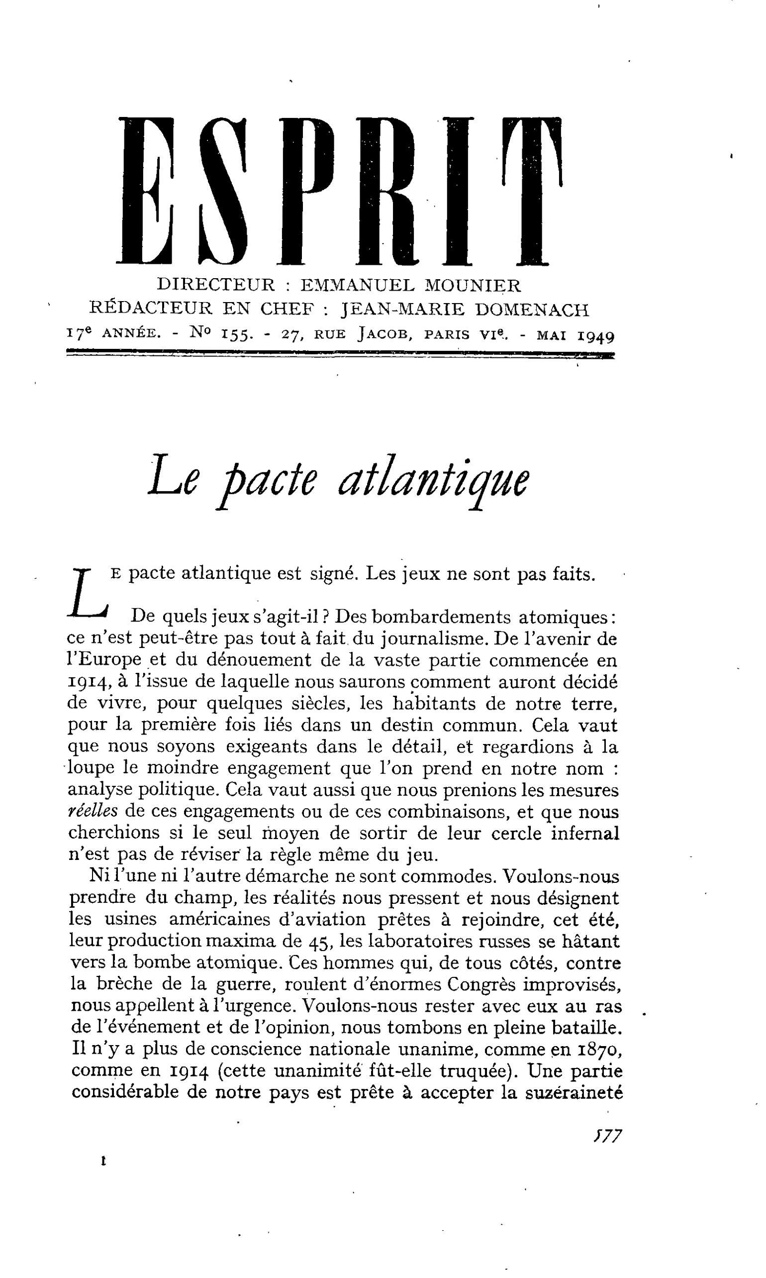 Le pacte atlantique