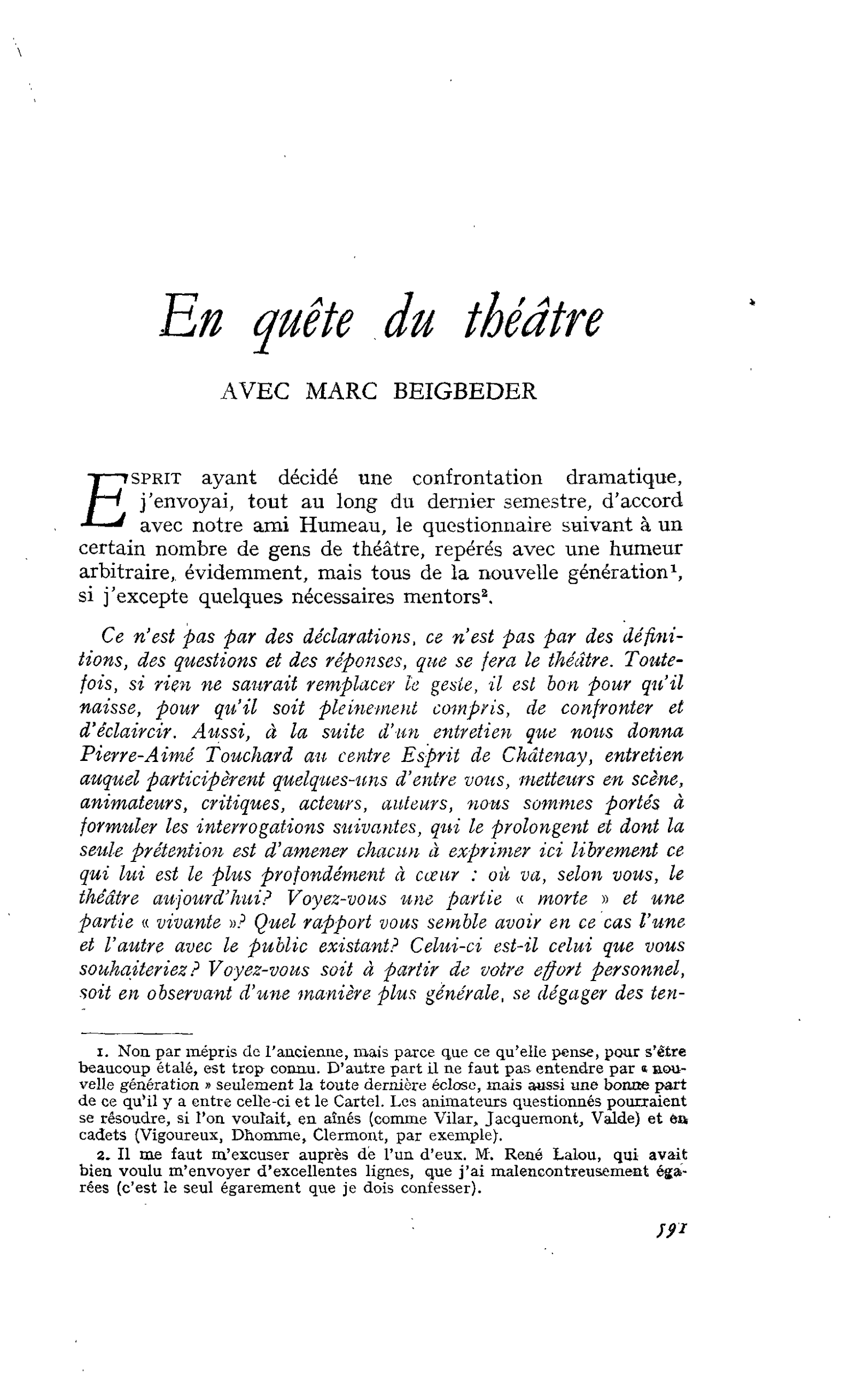 En quête du théâtre