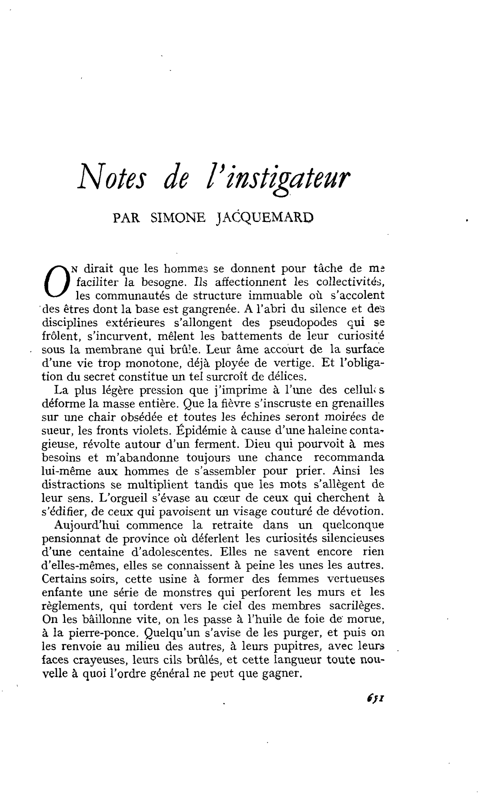 Notes de l’instigateur