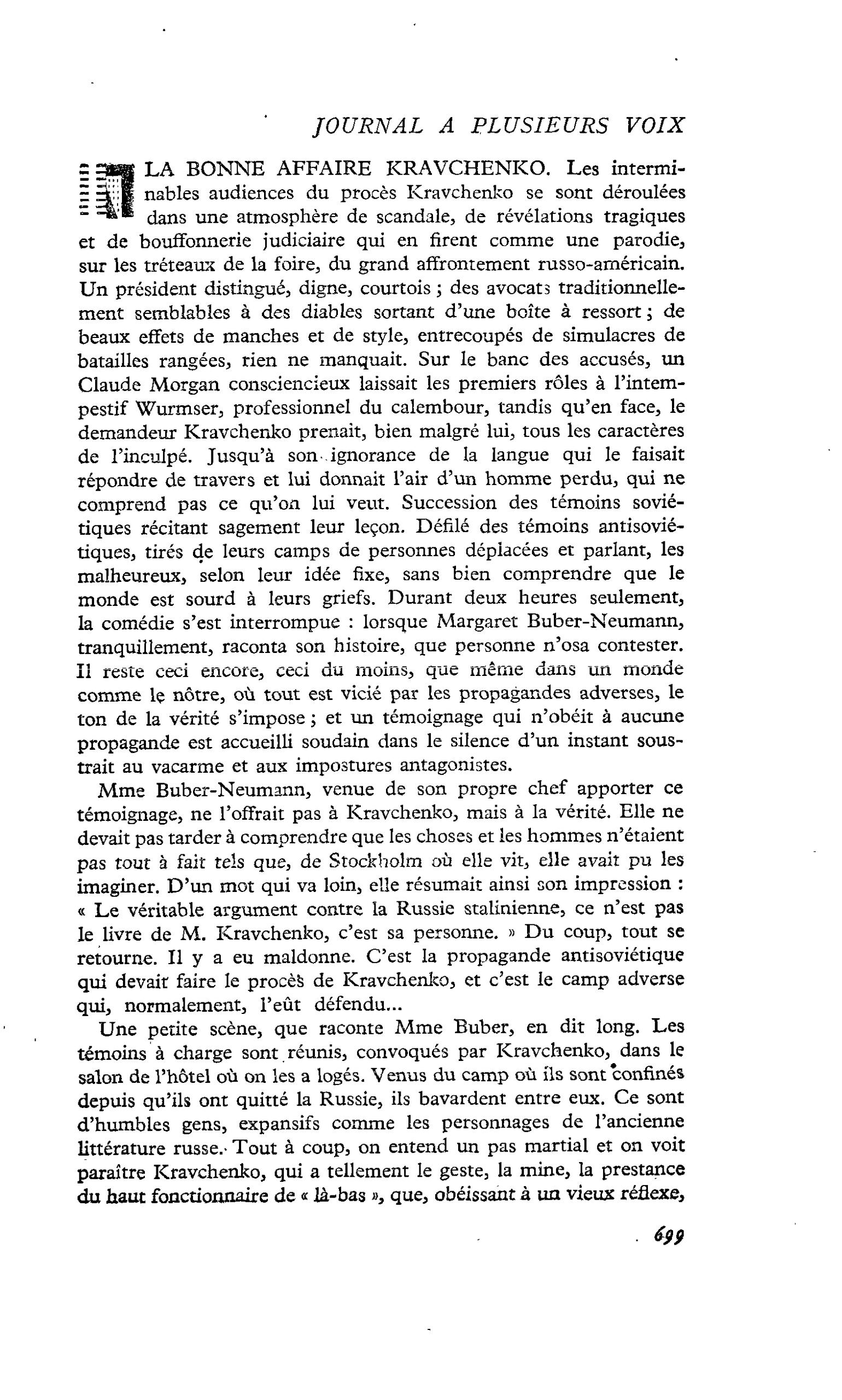 LA BONNE AFFAIRE KRAVCHENKO