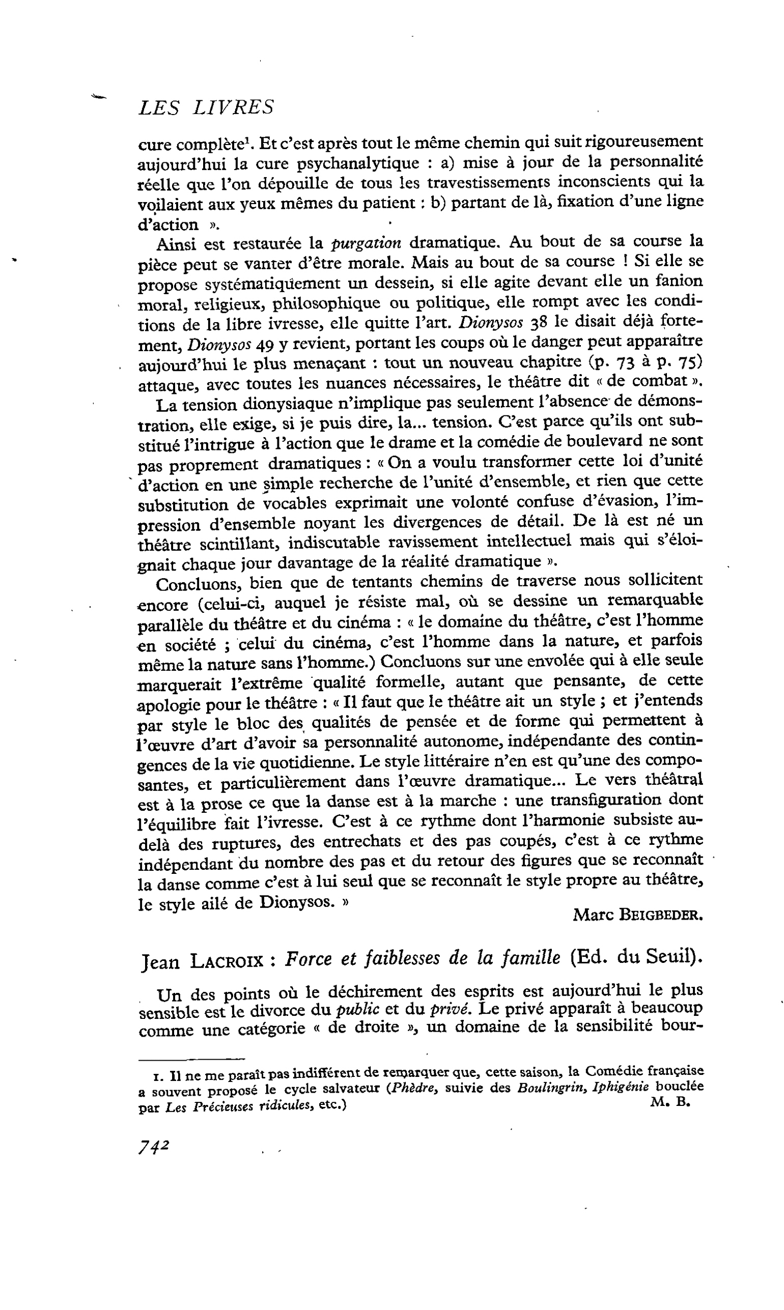 Jean Lacroix : Force et faiblesses de la famille