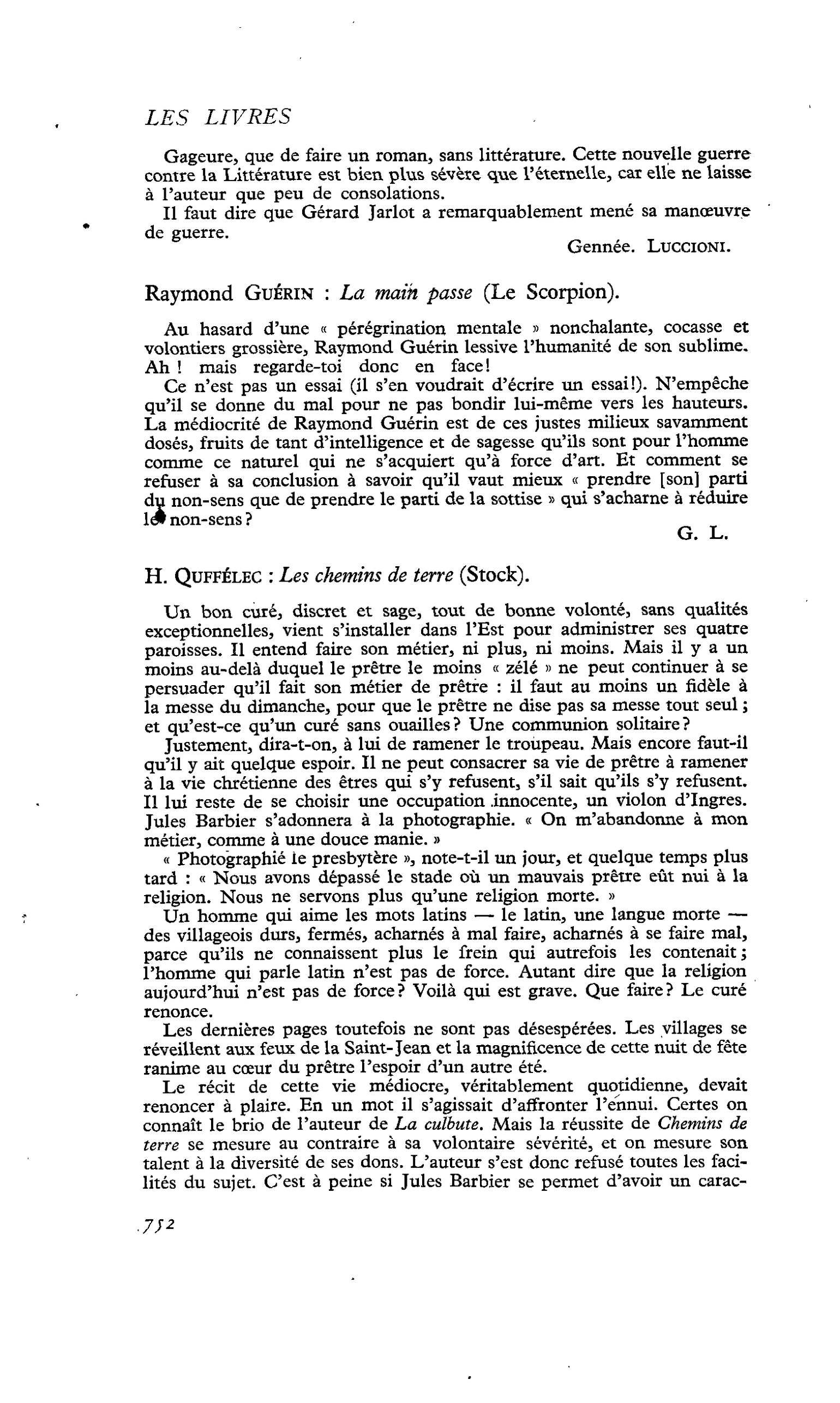 H. QUEFFÉLEC : Les chemins de terre