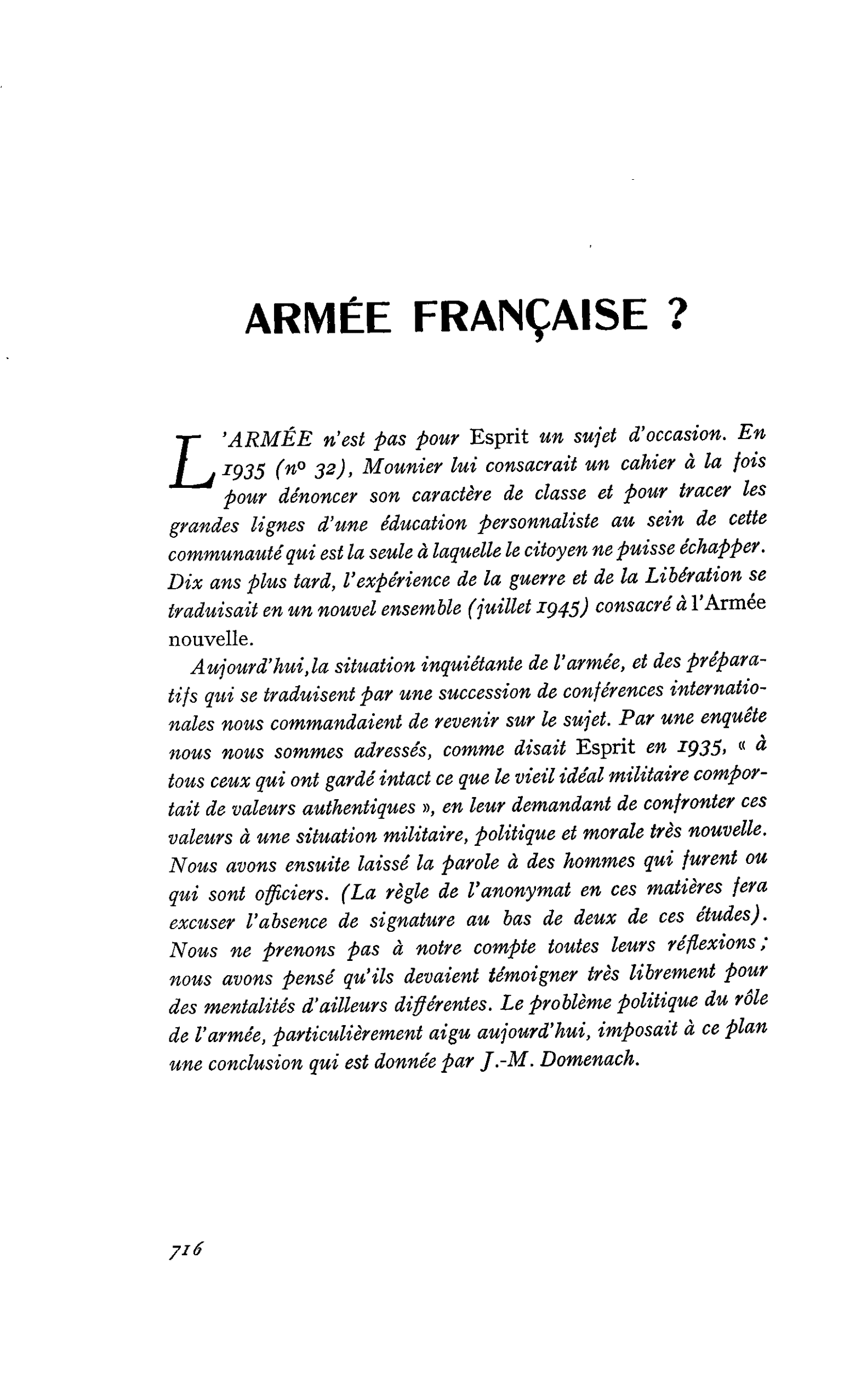 ARMÉE FRANÇAISE ?
