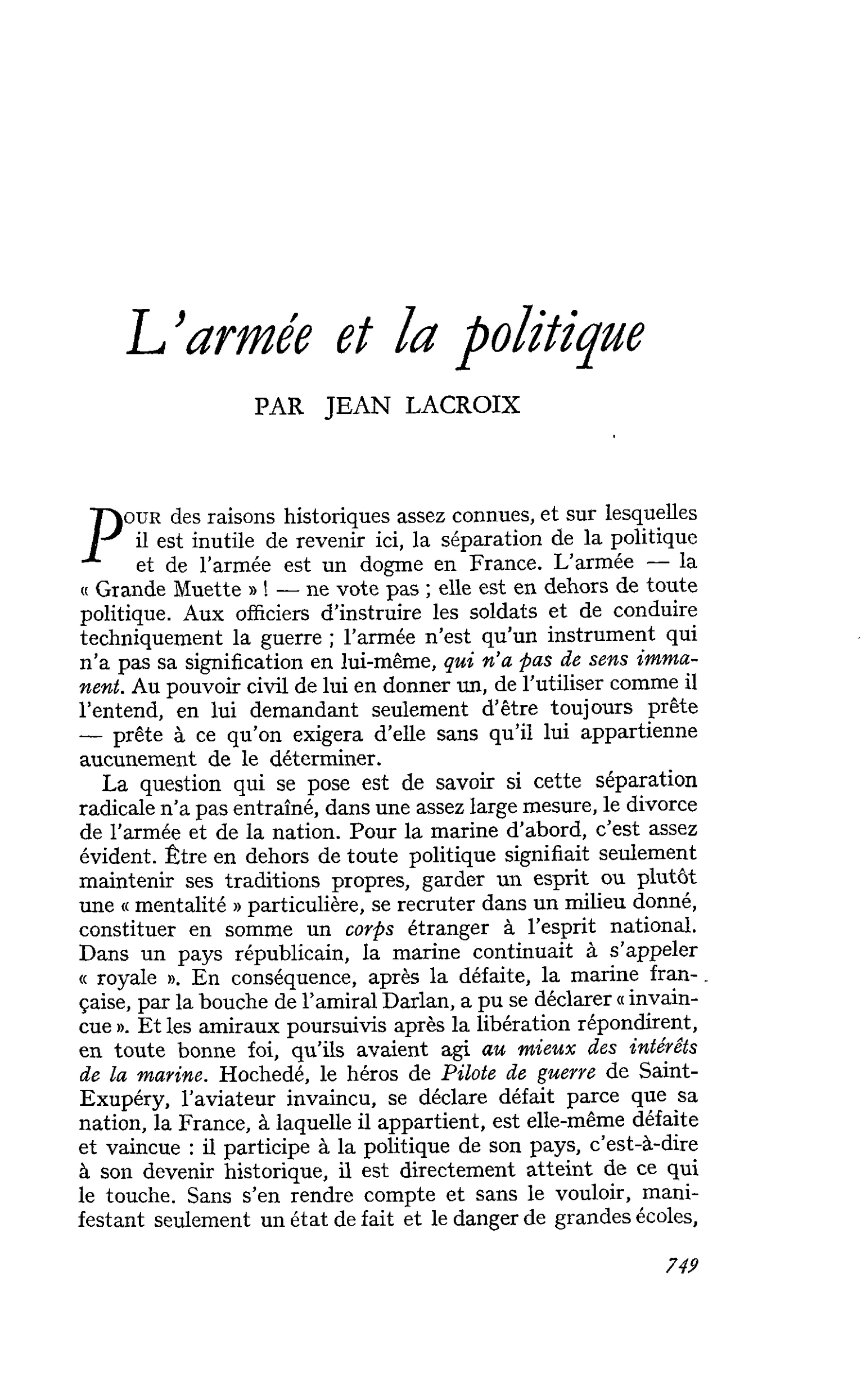 L’armée et la politique