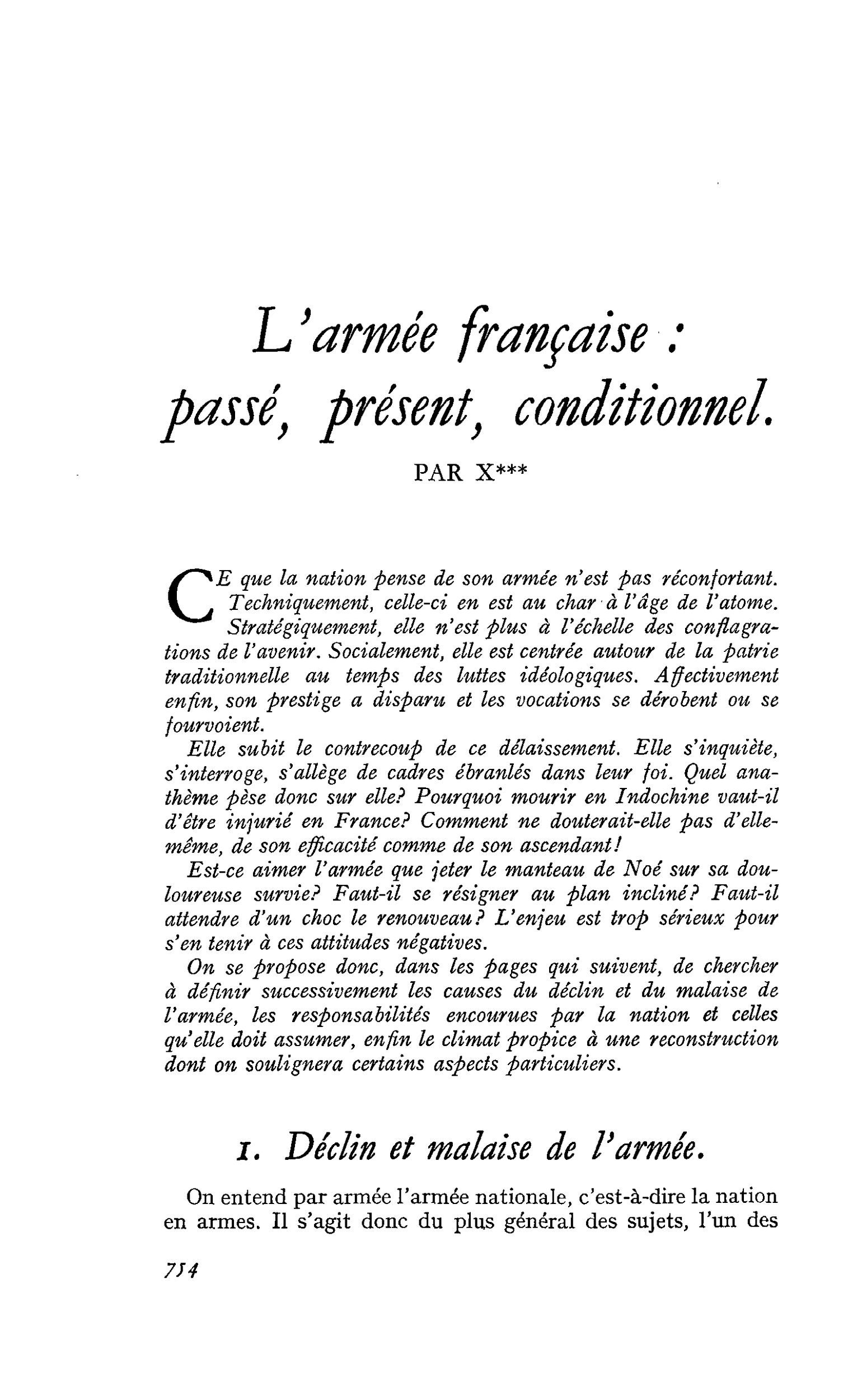 L’armée française : passé, présent, conditionnel