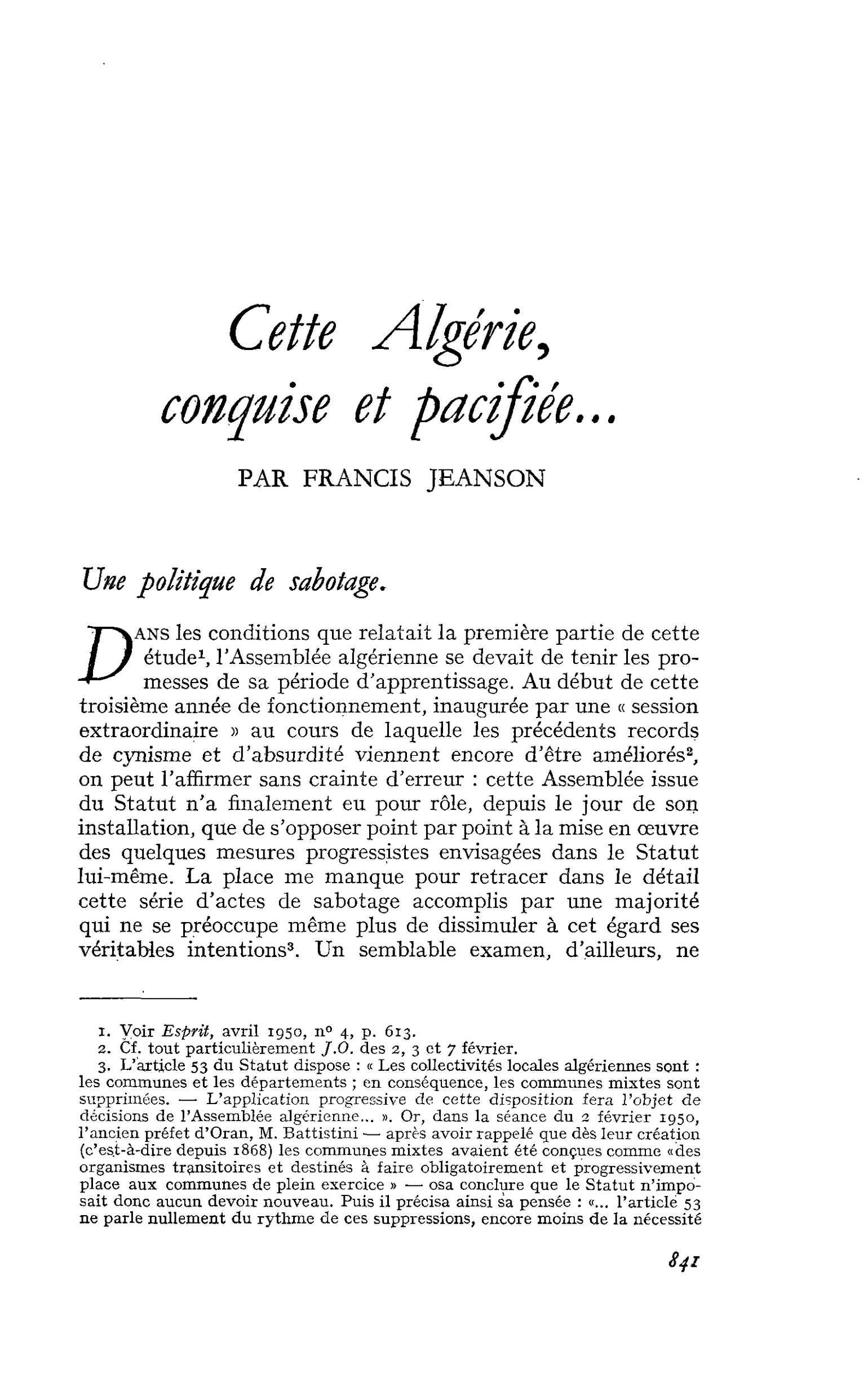 Cette Algérie, conquise et pacifiée…