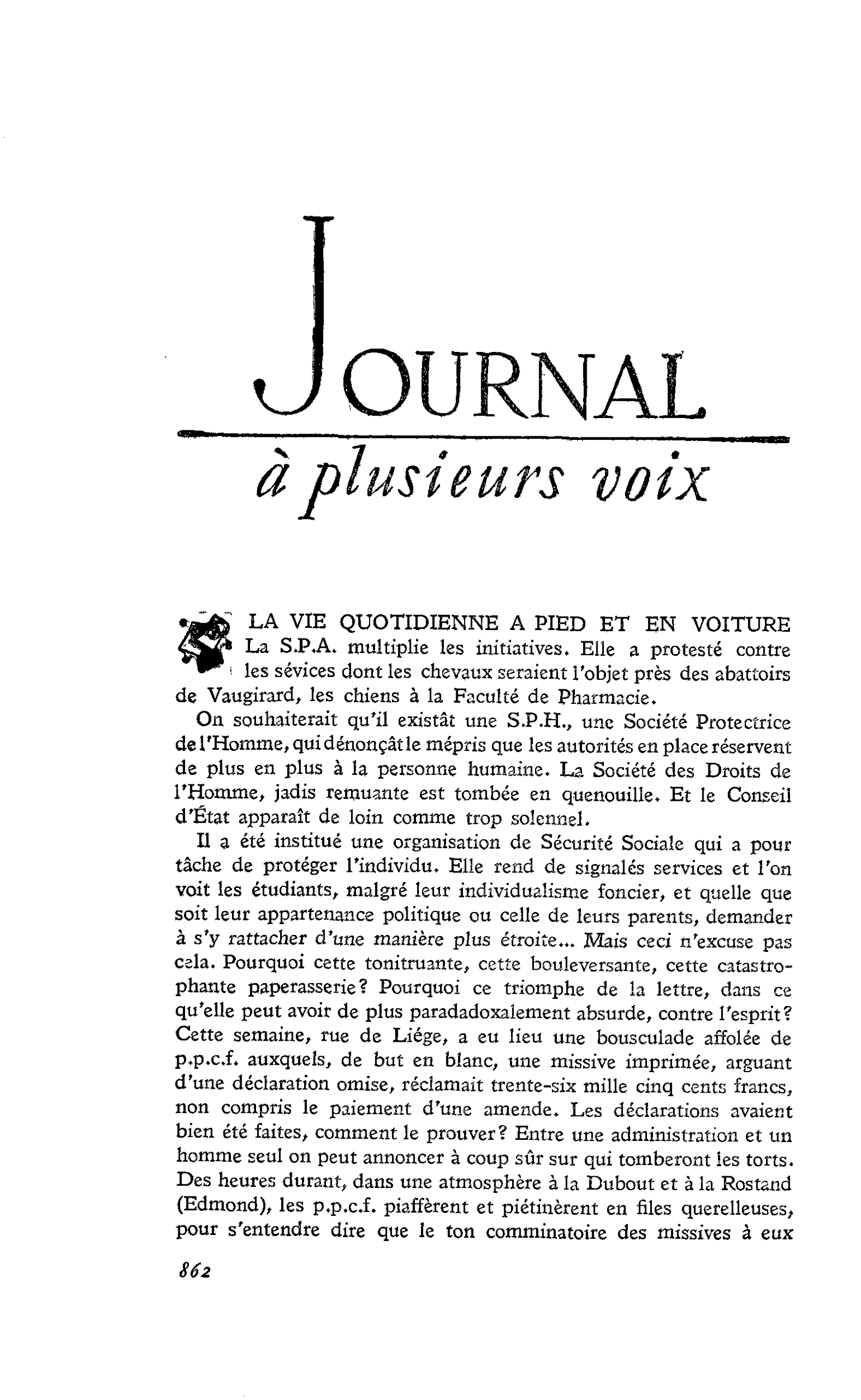 LA VIE QUOTIDIENNE A PIED ET EN VOITURE La S.P.A.