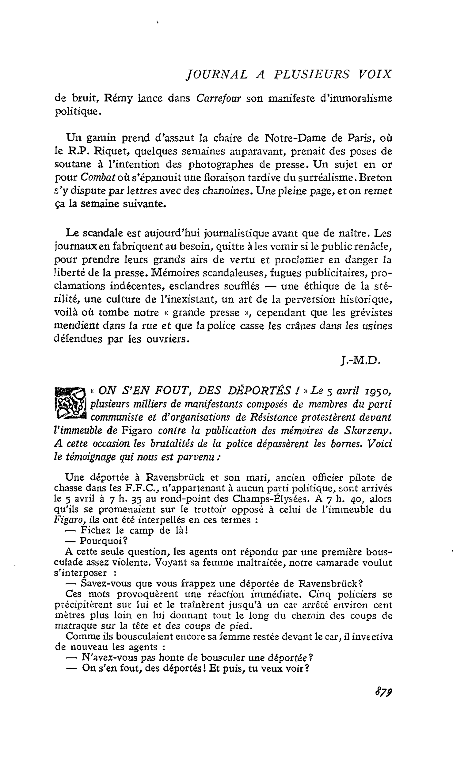 « ON S’EN FOUT, DES DÉPORTÉS ! »