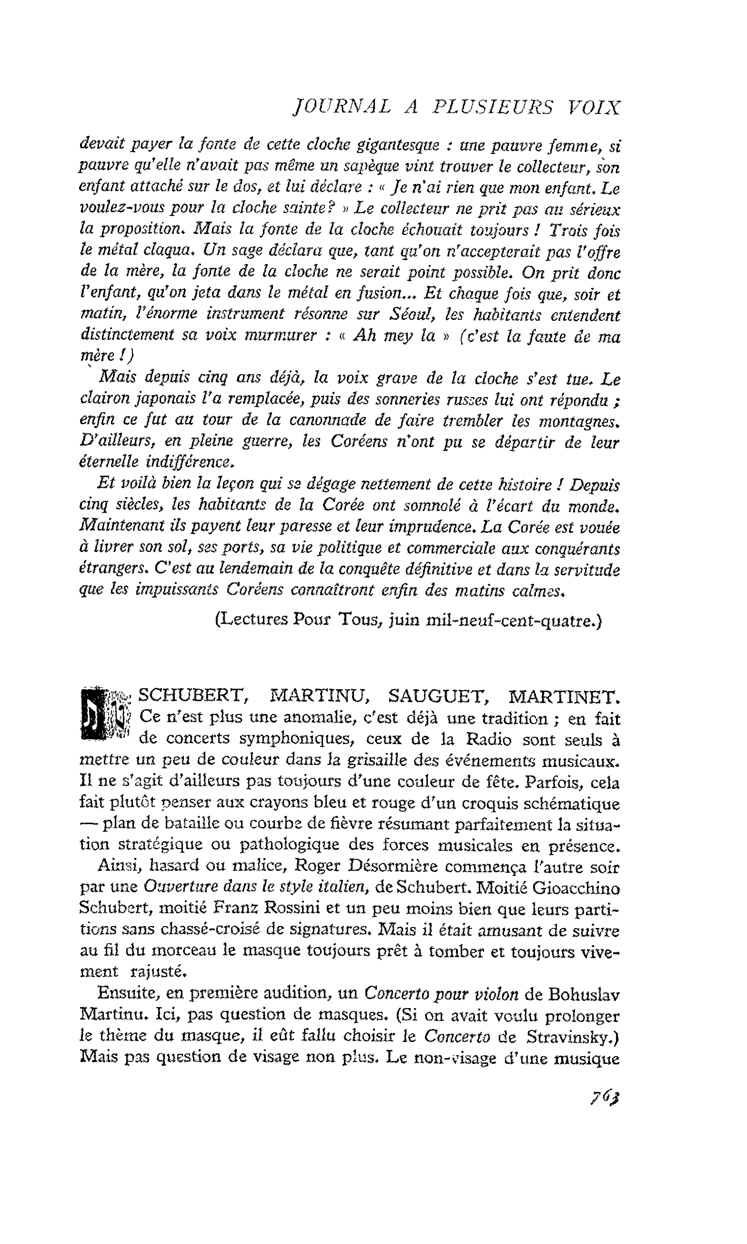 Schubert, Martinu, Sauguet, Martinet